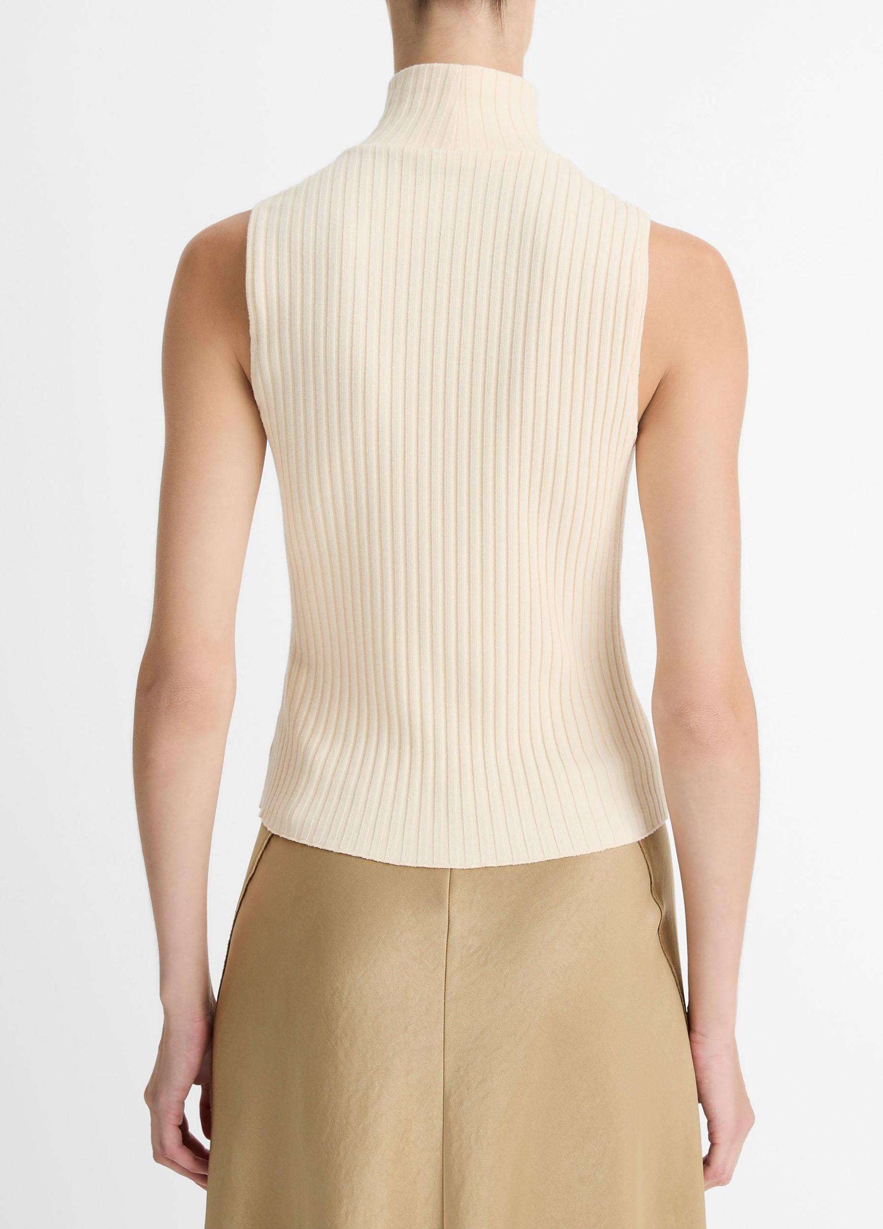 Ribbed Cotton-Blend Turtleneck Top Product Image