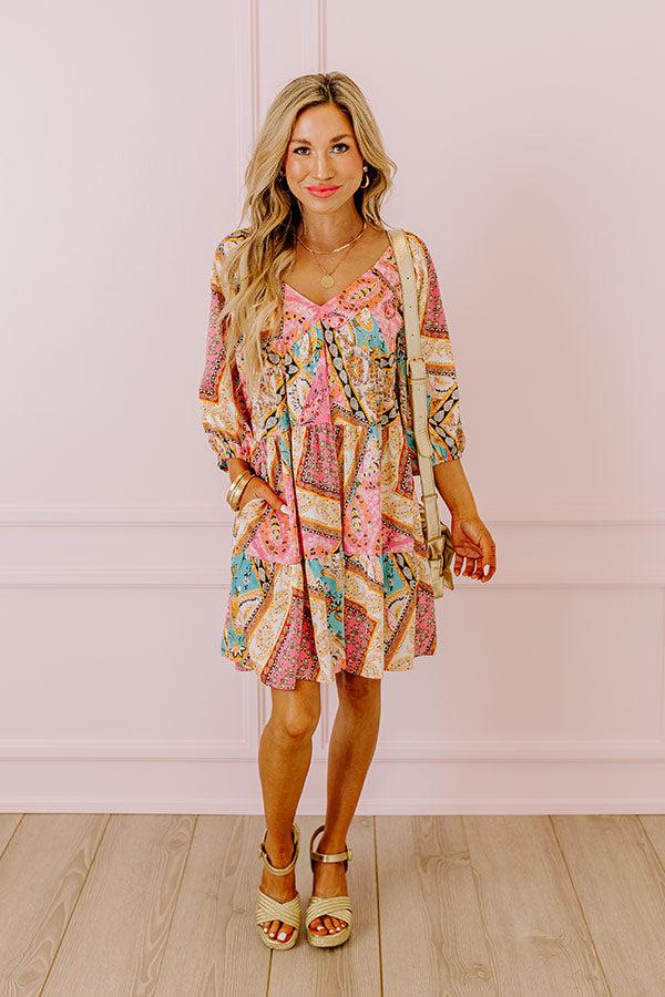 Summer Serenade Satin Babydoll Mini Dress in Pink Product Image