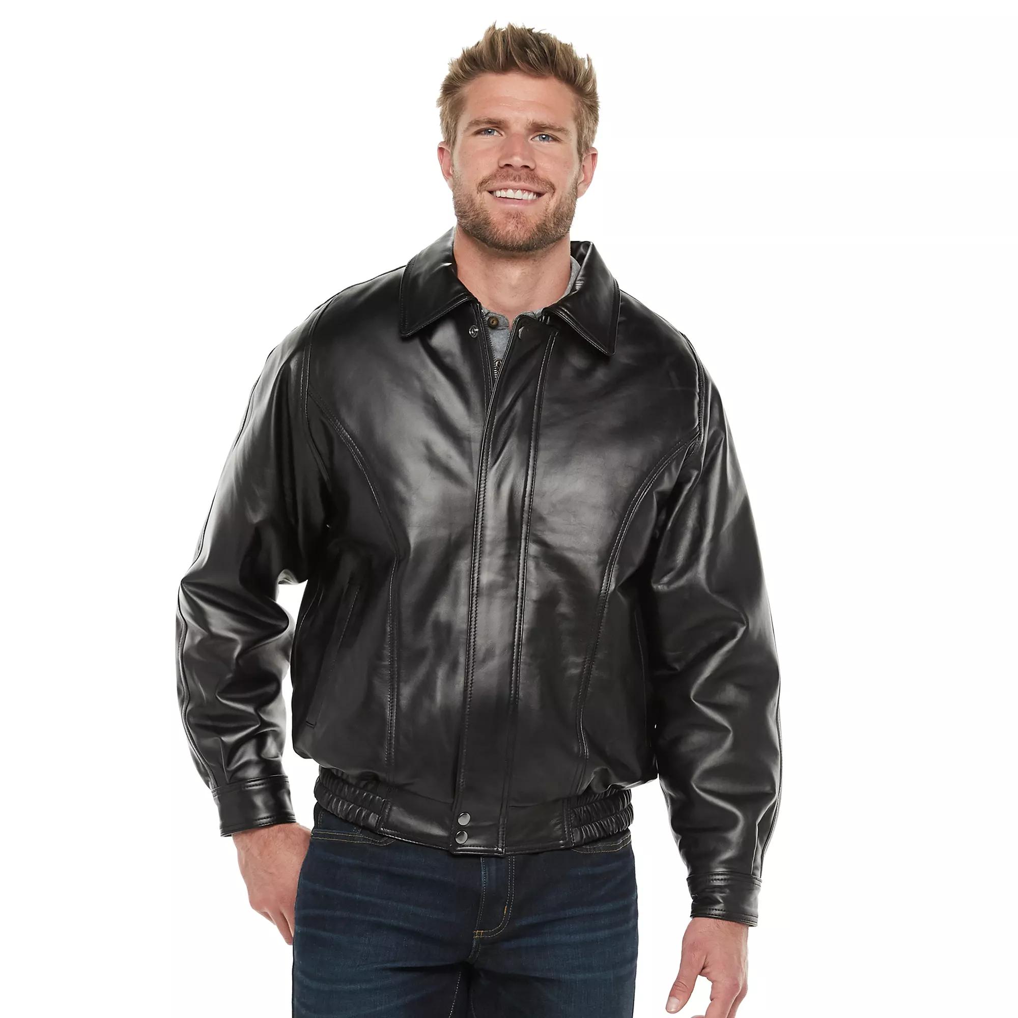 Men's Vintage Leather Leather Bomber Jacket,  Product Image