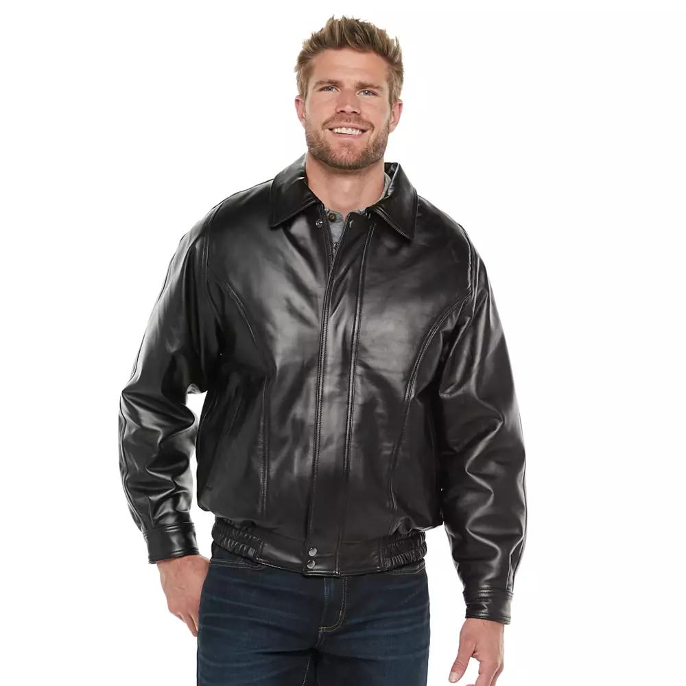 Men's Vintage Leather Leather Bomber Jacket,  Product Image