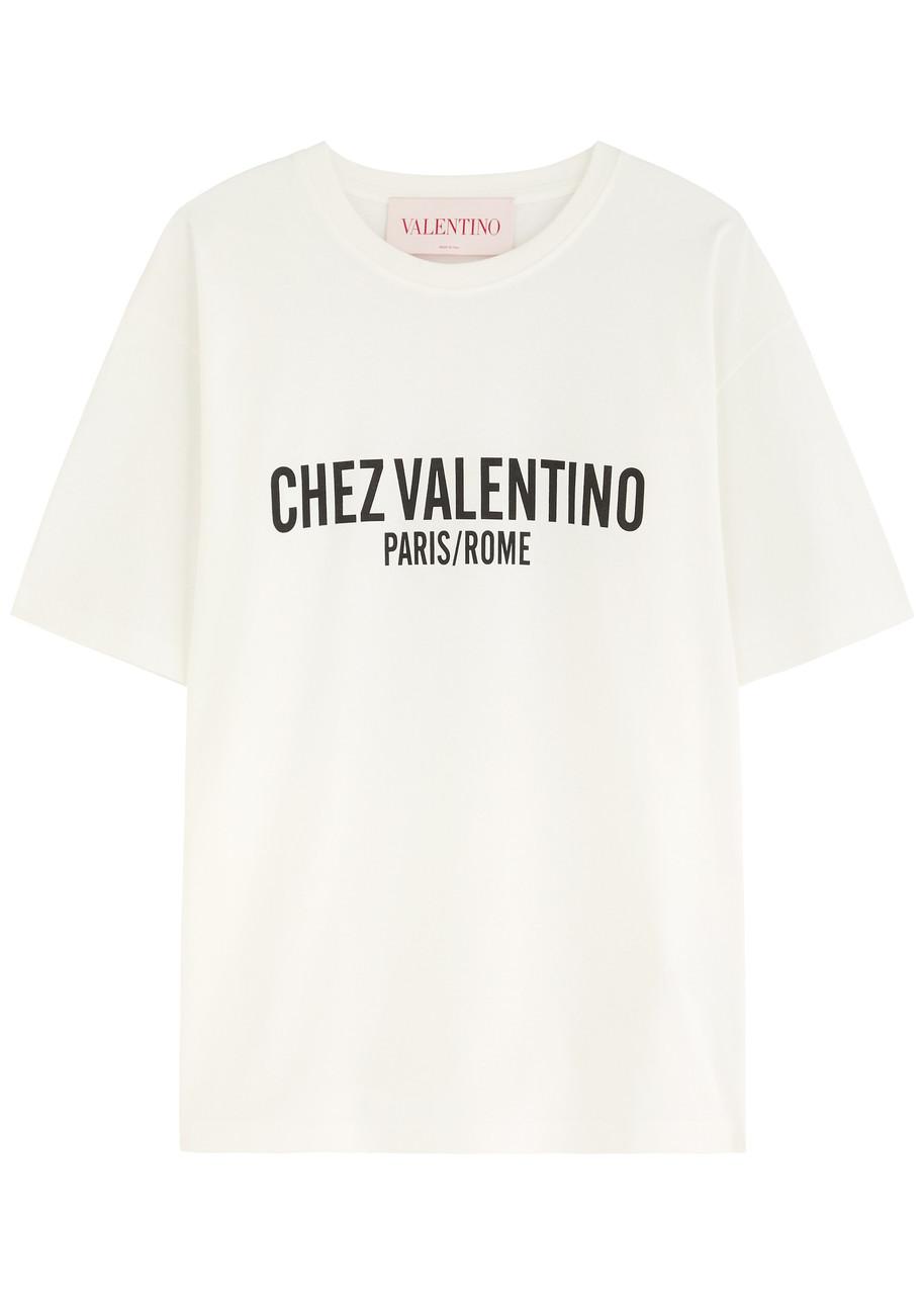 VALENTINO Cotton Crew Neck T-shirt With Graphic Print In White Product Image