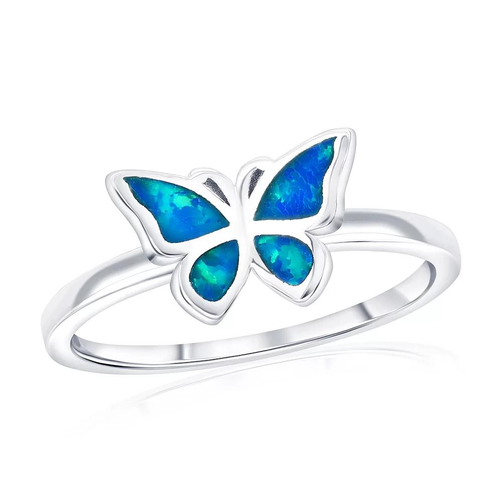 Nautica Rocks Sterling Silver Blue Opal Butterfly Ring, Women's,  Product Image