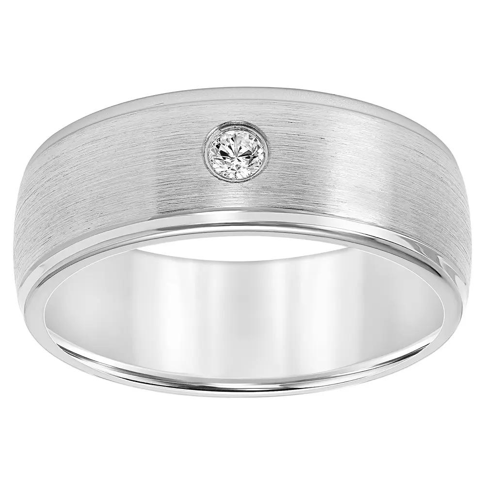 AXL 1/10 Carat T.W. Diamond Cobalt 8 mm Comfort Fit Men's Band, Size: 11.50, Silver Tone Product Image