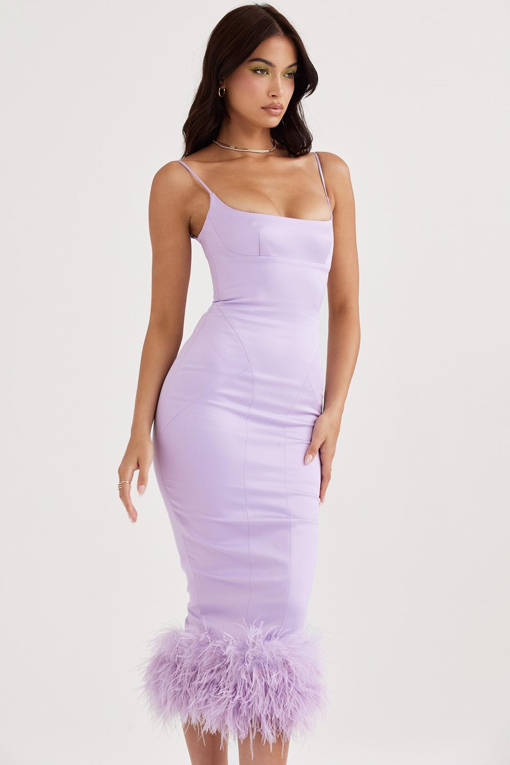 Helena  orchid satin midi dress Product Image