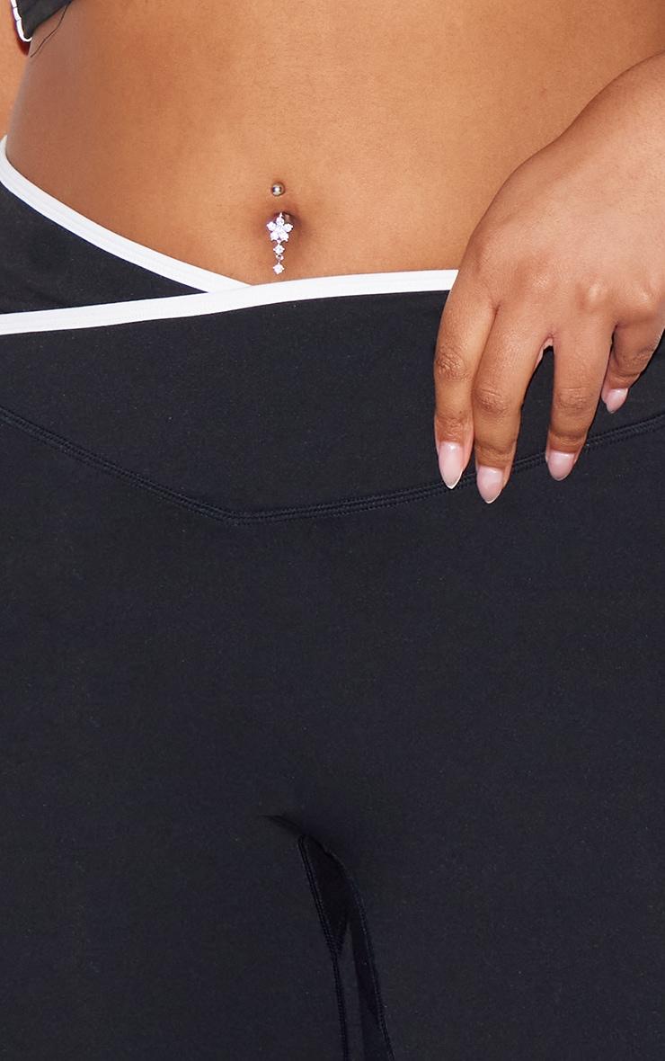 Black Sculpt Binding Wrap Contrast Waist Yoga Pants Product Image