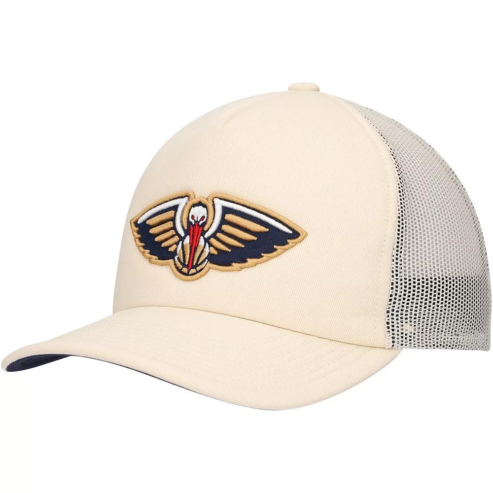 Men's Mitchell & Ness Cream New Orleans Pelicans Trucker Adjustable Hat, Beige Product Image