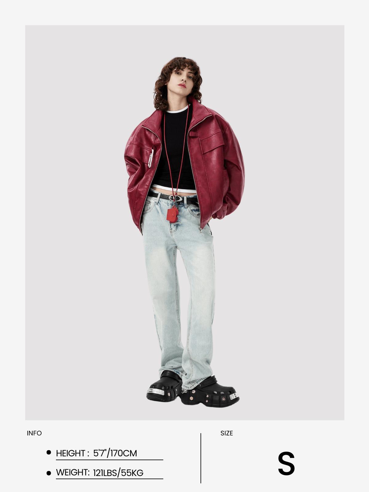 Aelfric Eden Metal Buckle Faux Leather Jacket Product Image