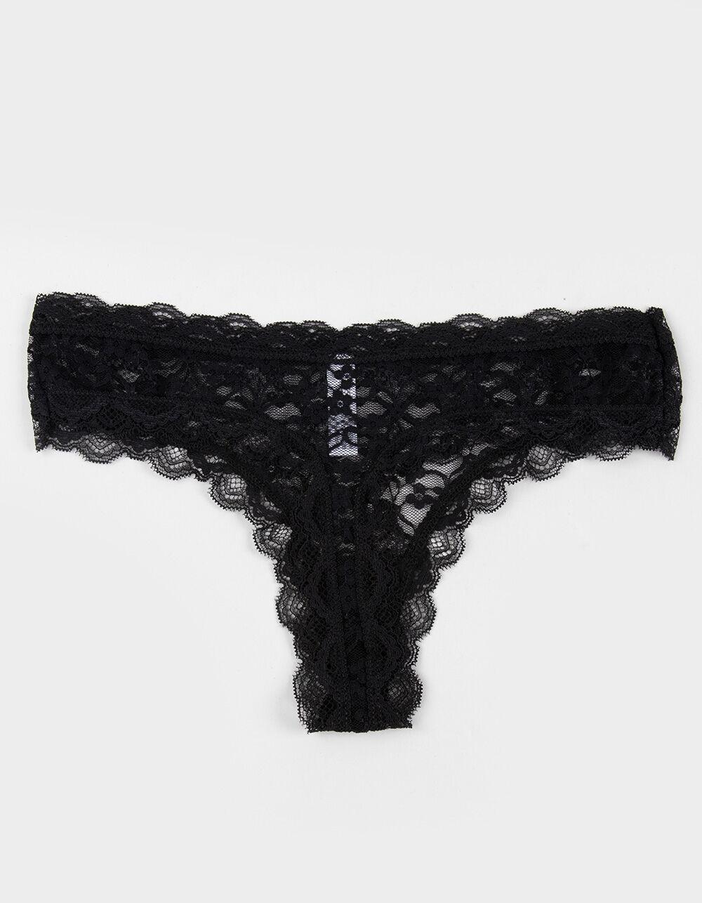 FULL TILT Allover Lace Thong - BLACK Product Image