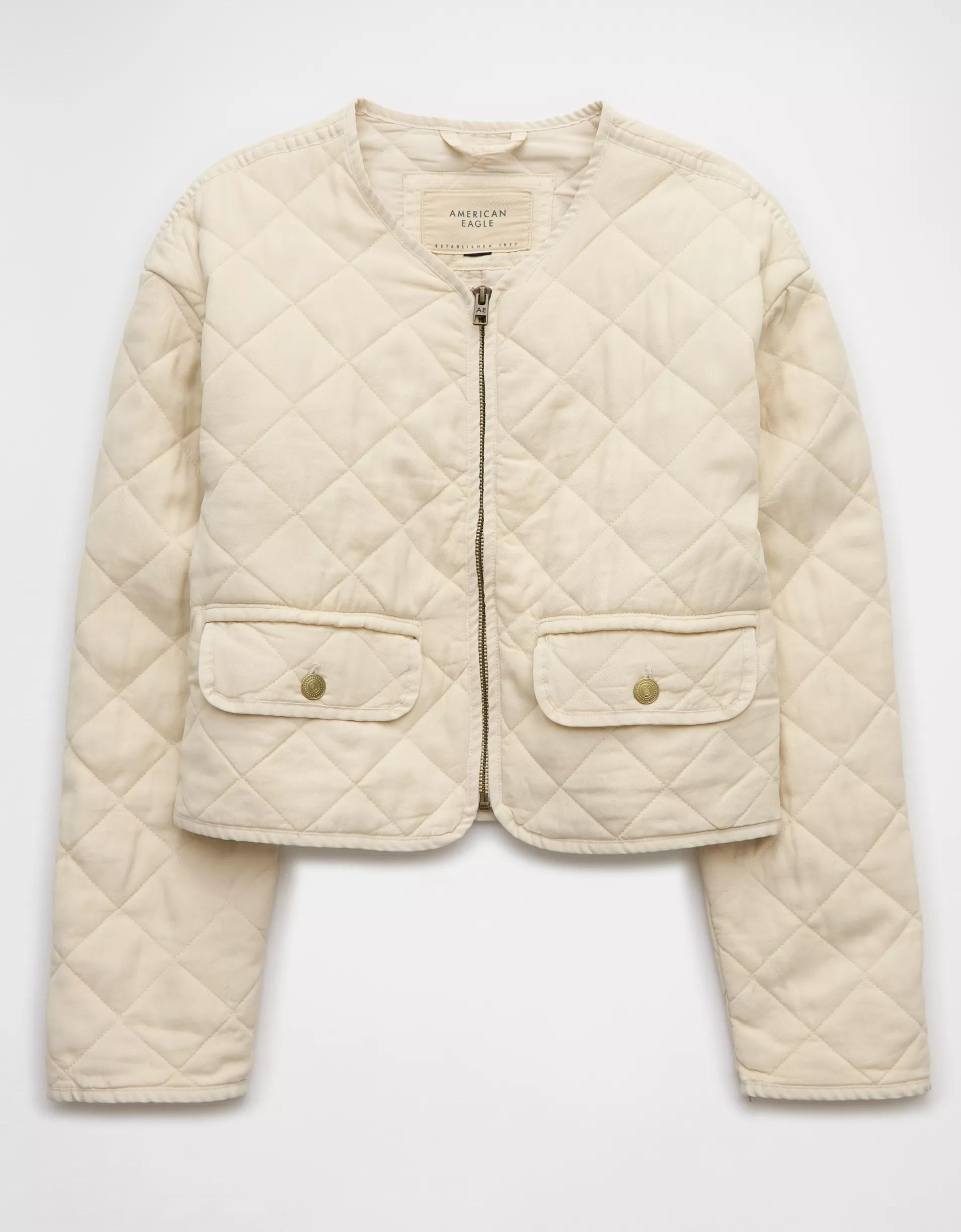 AE Collarless Quilted Jacket Product Image