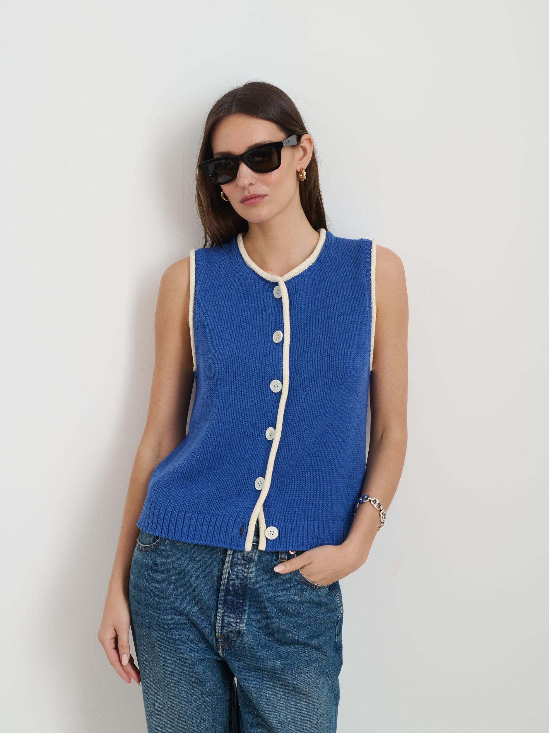 Bridget Tipped Vest in Cotton Product Image