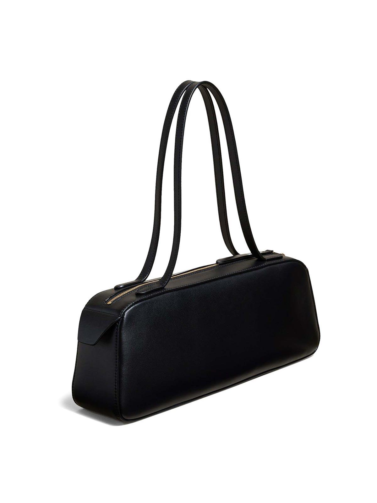 KHAITE Simona Crackle Patent Leather Shoulder Bag In Black Product Image
