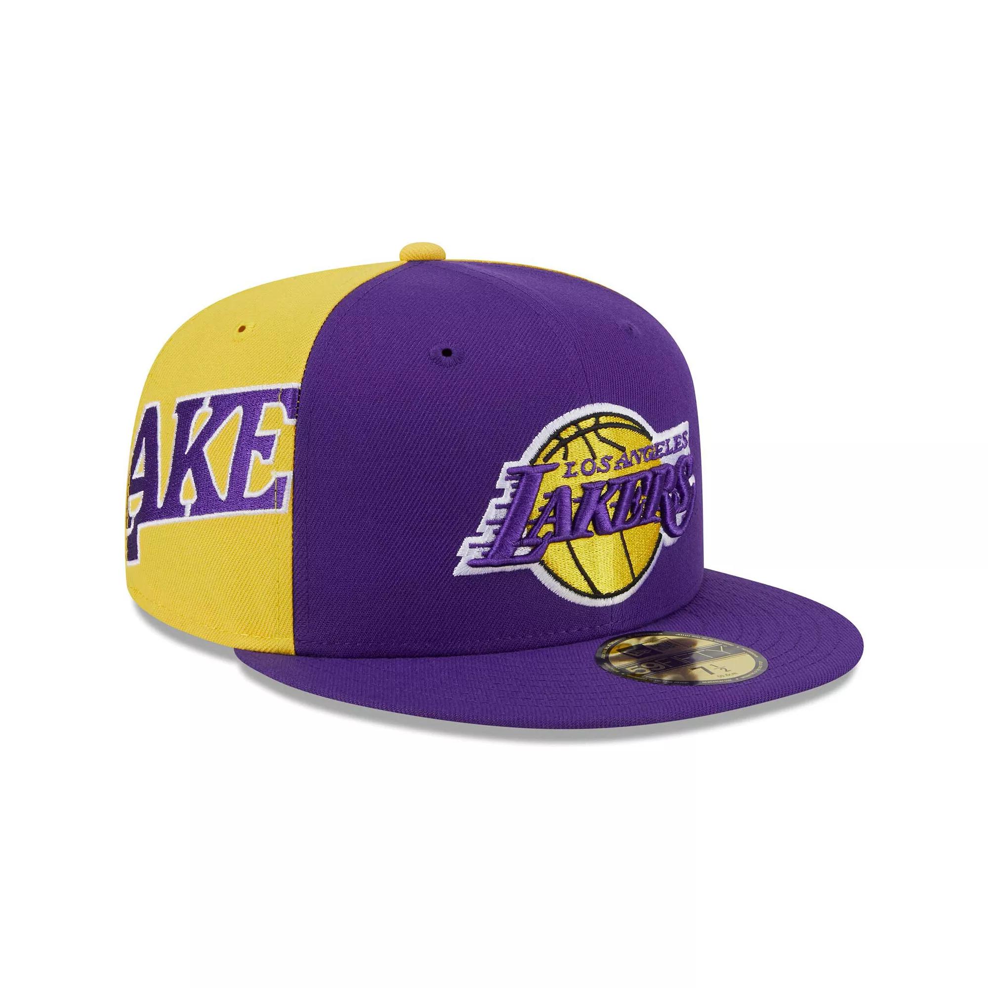 Men's New Era Purple/Gold Los Angeles Lakers Gameday Wordmark 59FIFTY Fitted Hat, Size: 7 1/8 Product Image