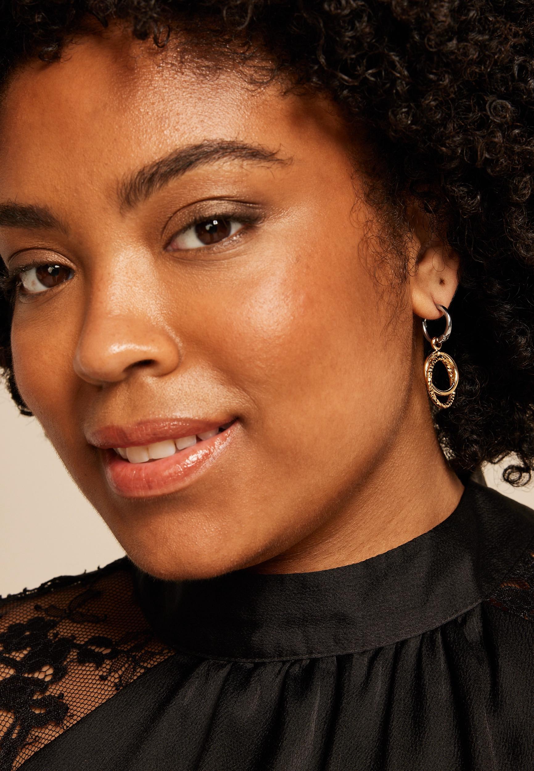 Mixed Metal Interlocking Drop Earrings Product Image