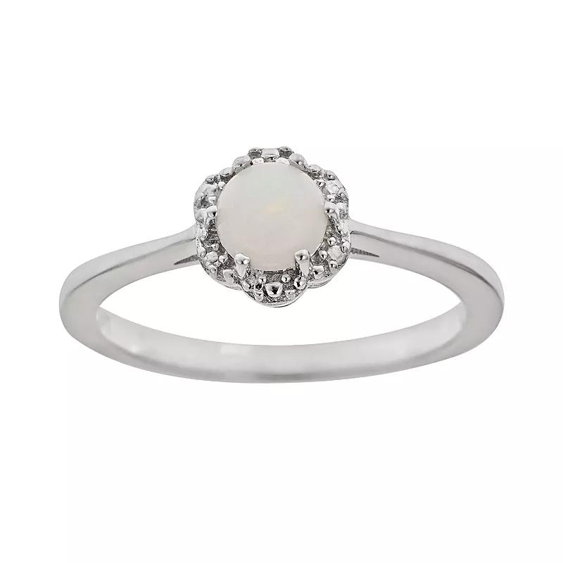 Celebration Gems Sterling Silver Aquamarine Studded Flower Ring, Women's,  Product Image