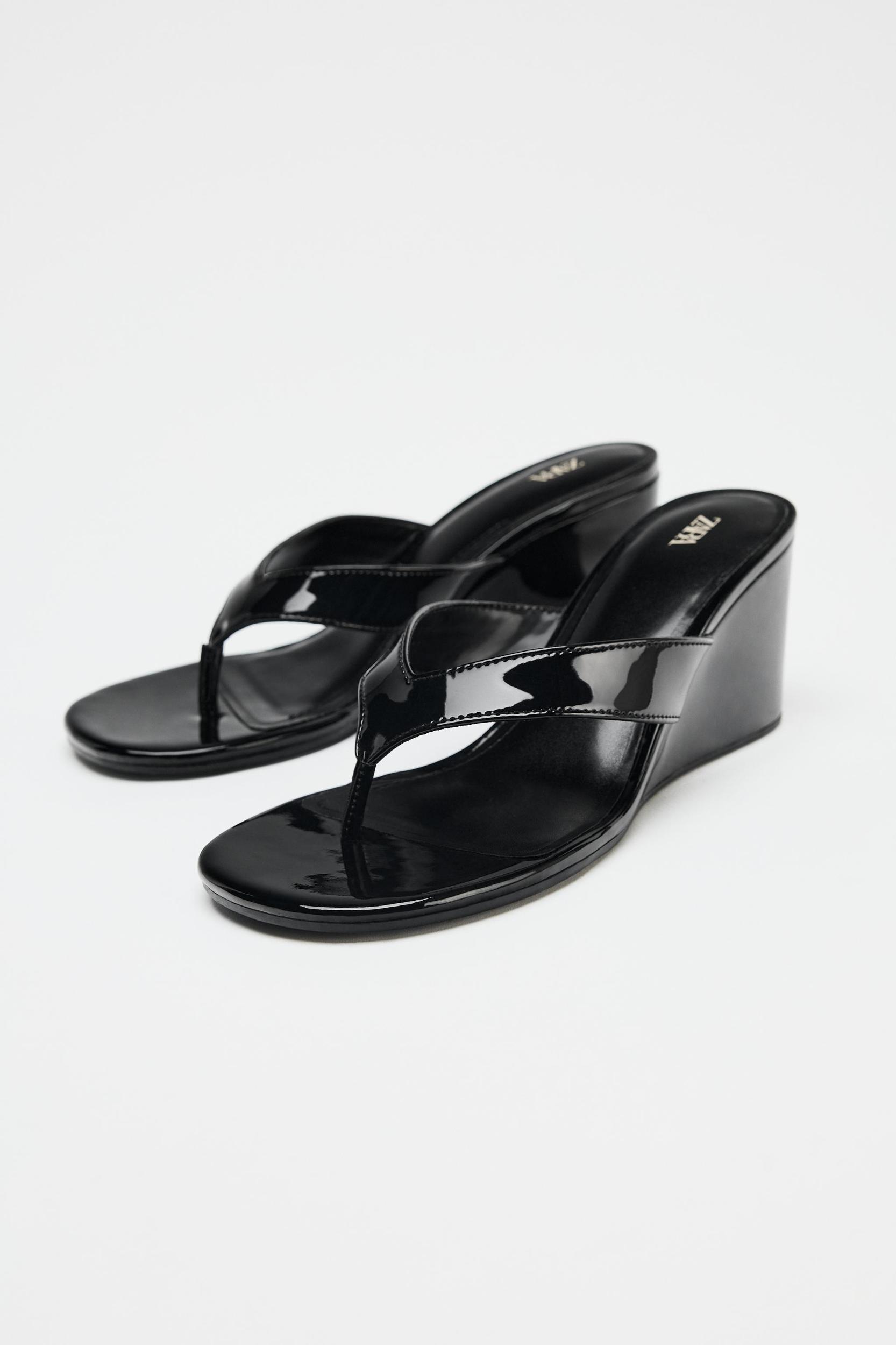 PATENT WEDGE SANDALS Product Image