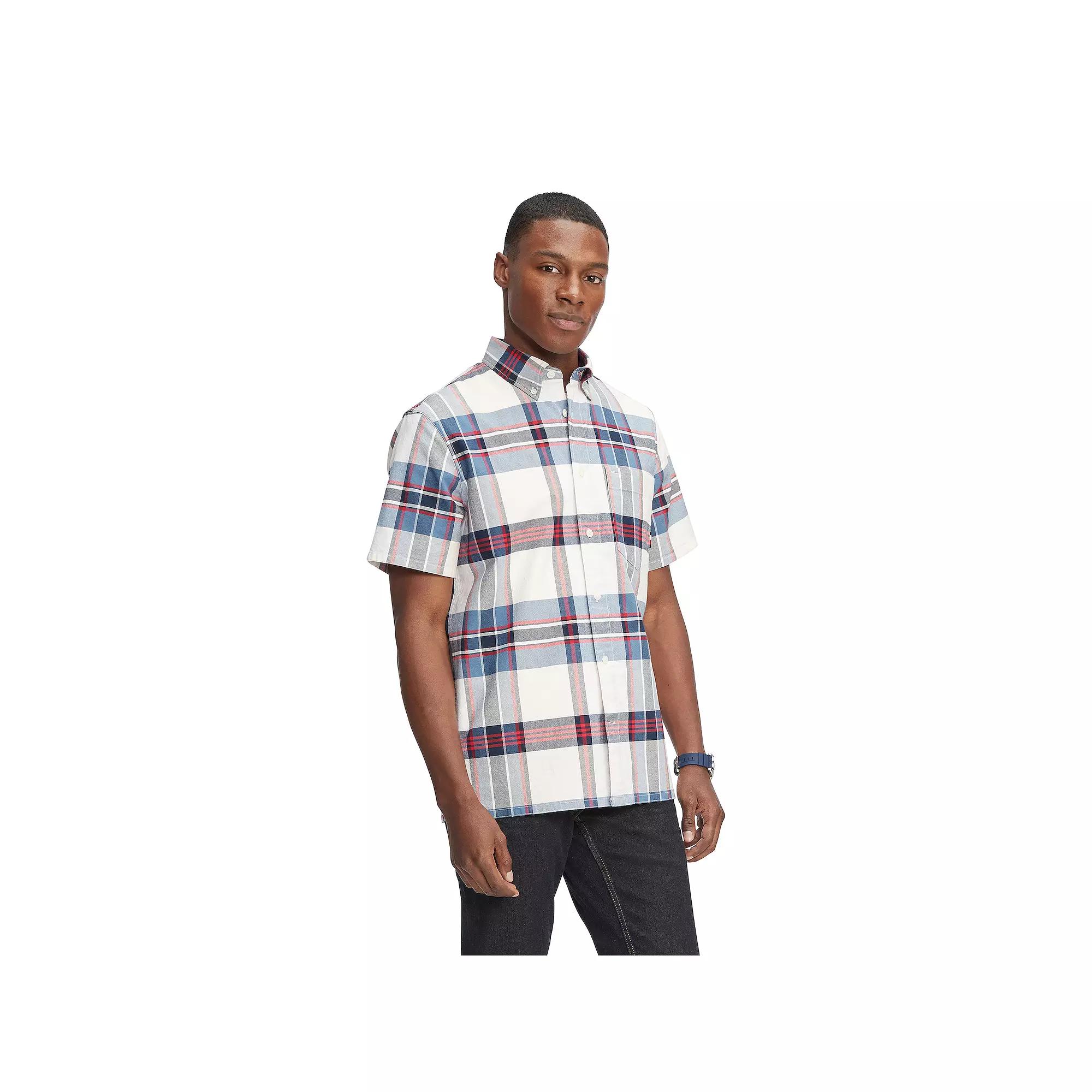 Men's Tommy Hilfiger Stretch Short Sleeve Oxford Button-Down Shirt,  Product Image