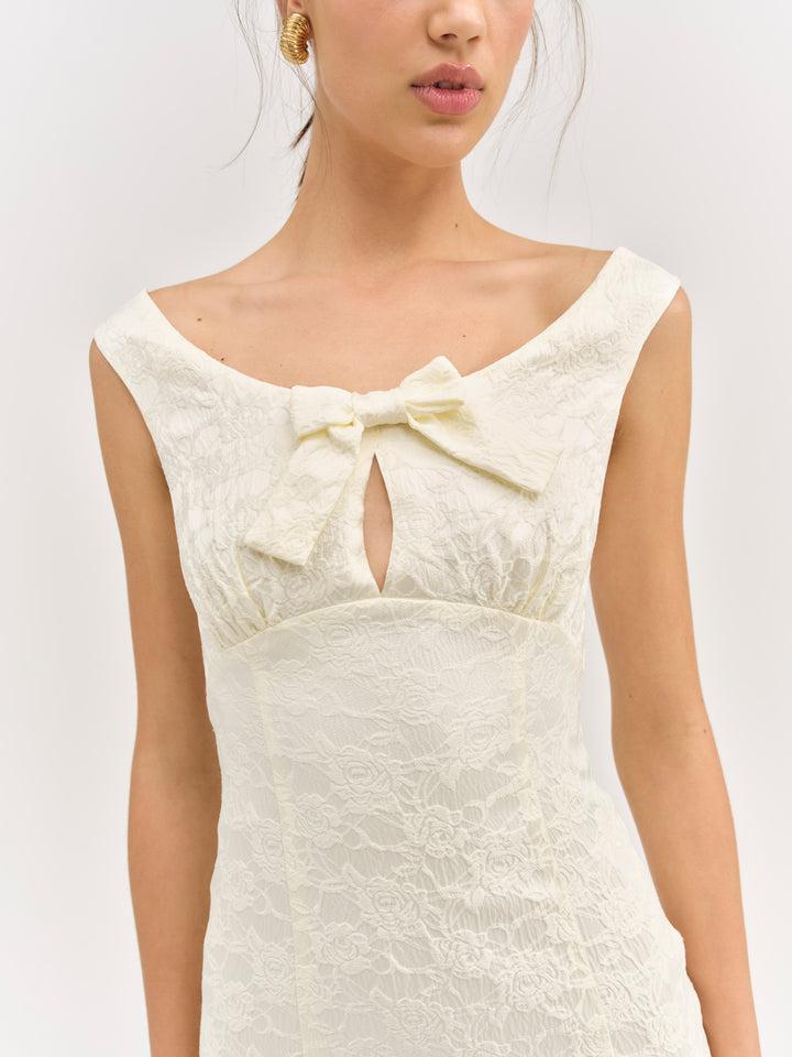 Rosie Jacquard Mini Dress — Cream Product Image