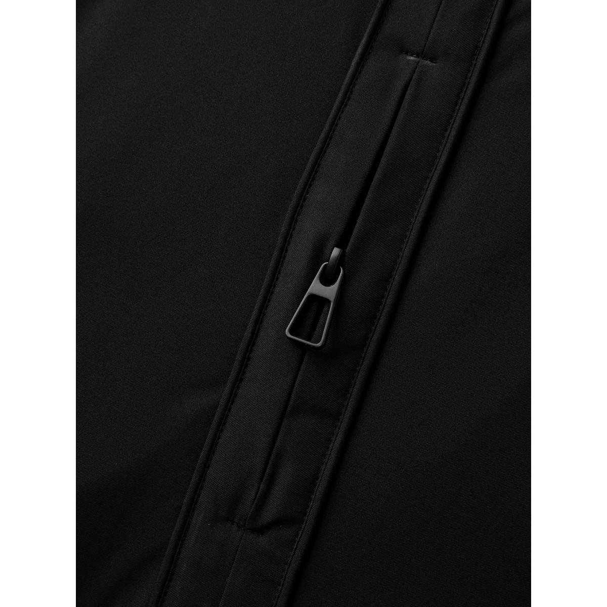 Plus Size Pockets Zipper-Front Hooded Bomber Jacket Women Black Leisure Drawstring Loose Ladies Casual Winter Coats BloomChic 26/4X Product Image