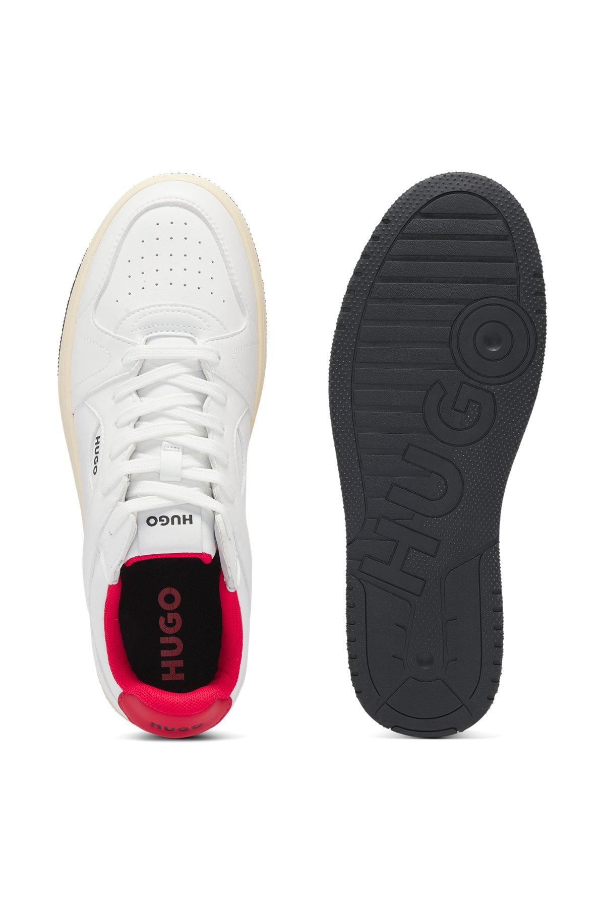 Faux-leather lace-up trainers with logo details Product Image