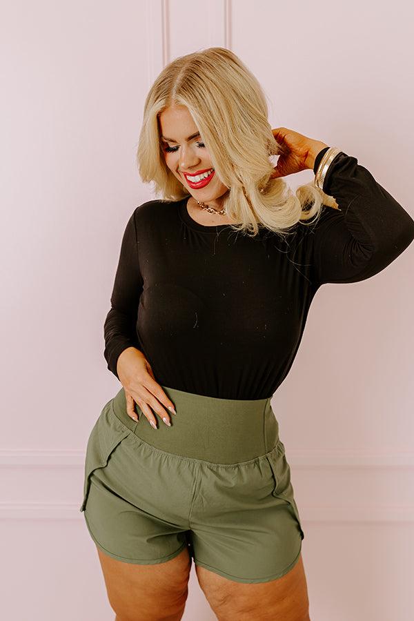 Strive For Greatness High Waist Shorts In Olive Curves Product Image
