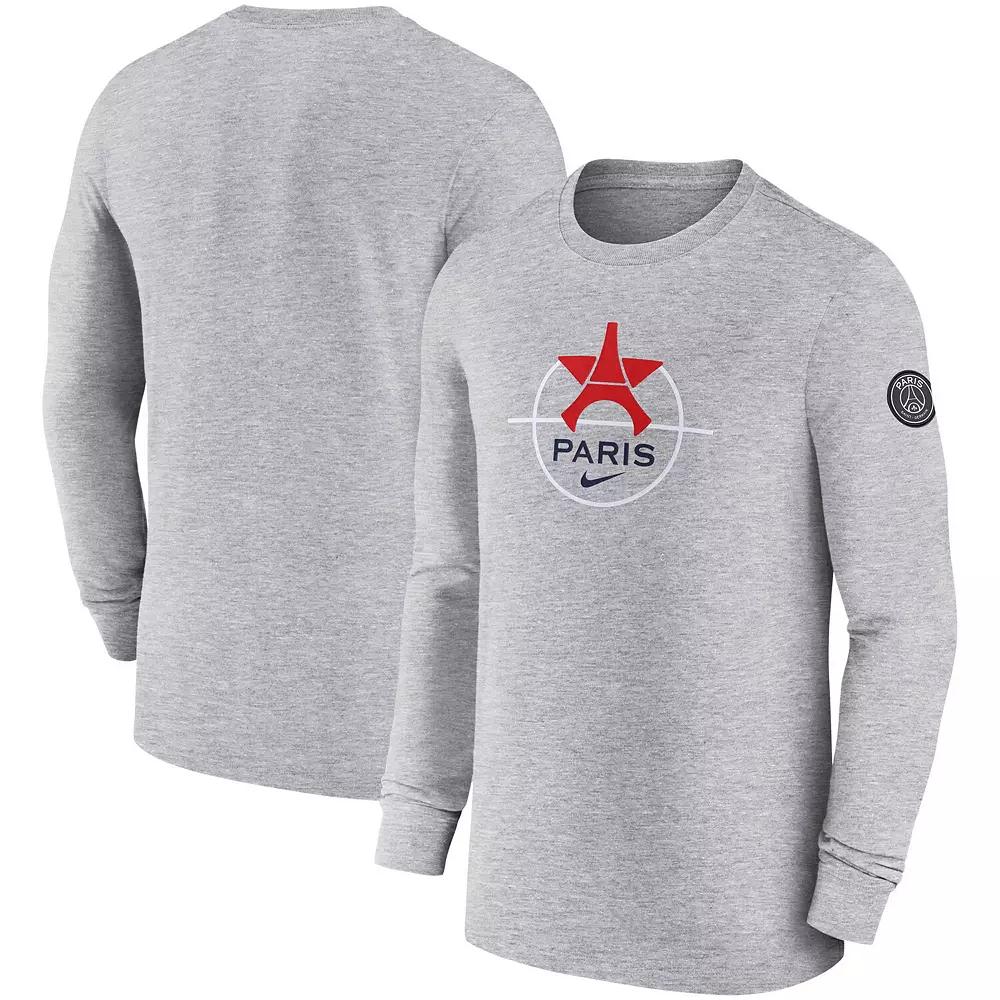 Men's Nike Heather Gray Paris Saint-Germain Knockout Long Sleeve T-Shirt, Size: 2XL, Psg Grey Product Image