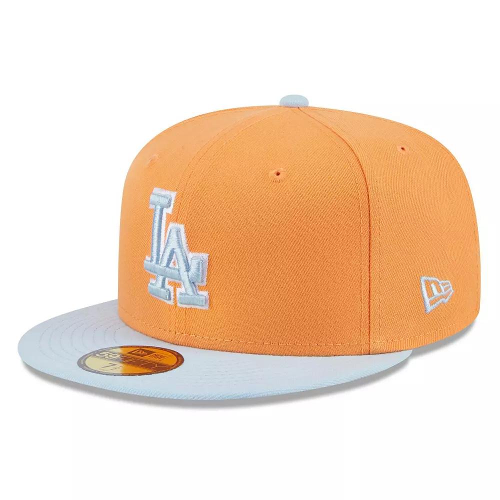 Men's New Era Orange/Light Blue Los Angeles Dodgers Spring Color Basic Two-Tone 59FIFTY Fitted Hat,  Product Image