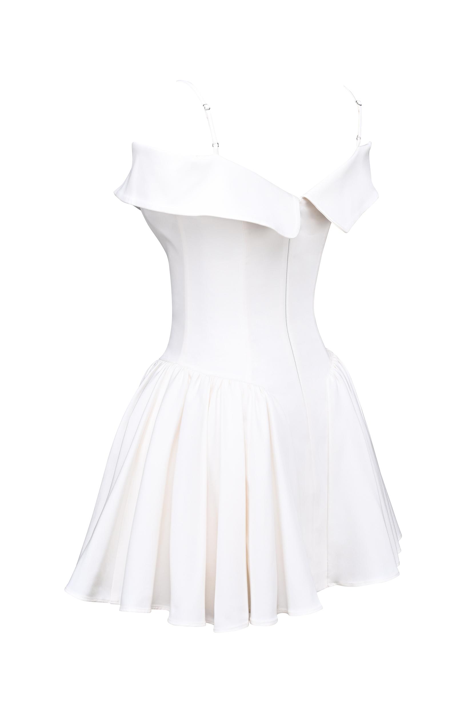 Elida  white twill off shoulder mini dress Product Image