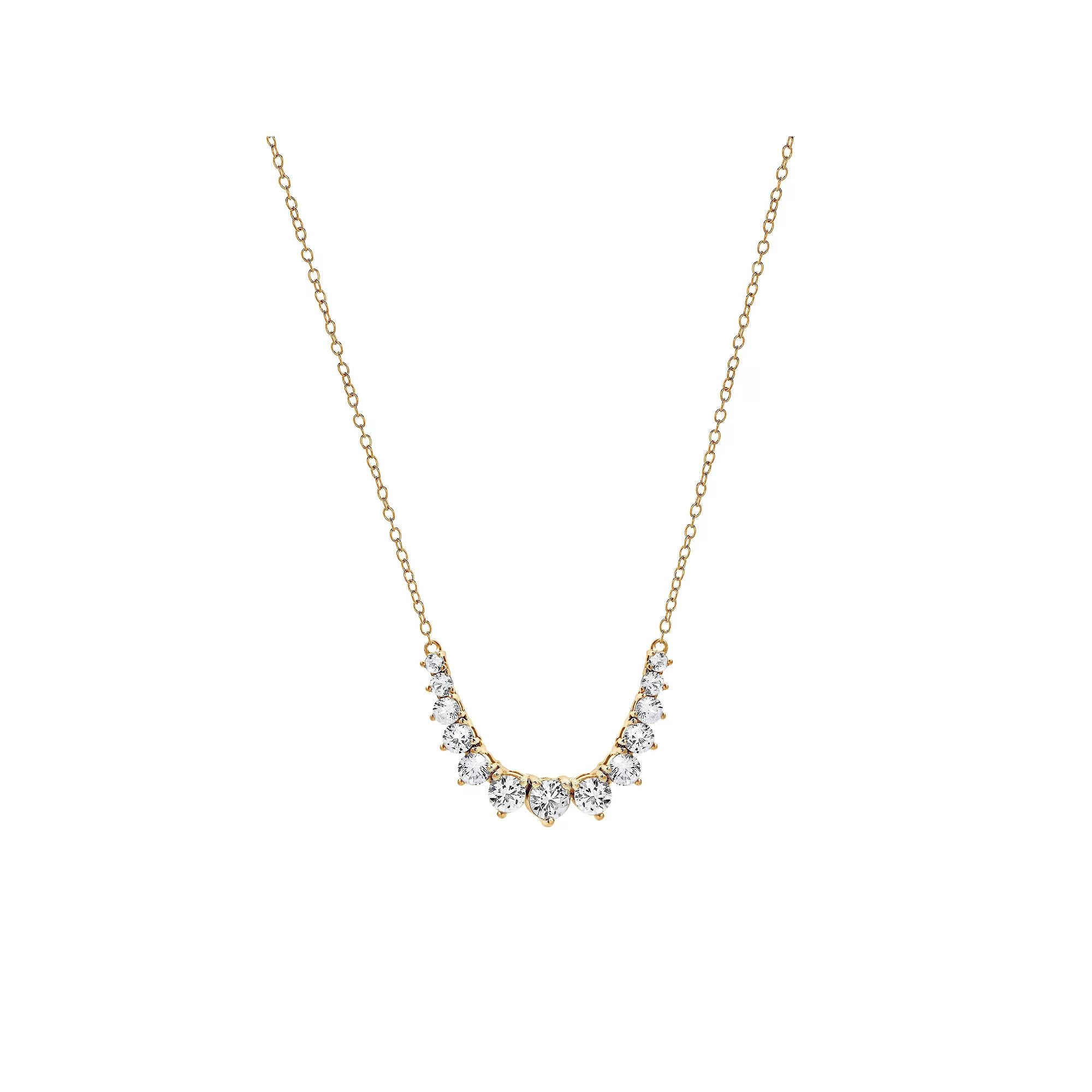 Gemstone Brilliance Lab-Created White Sapphire Graduated Necklace, Women's, Size: 18", Gold Tone Product Image