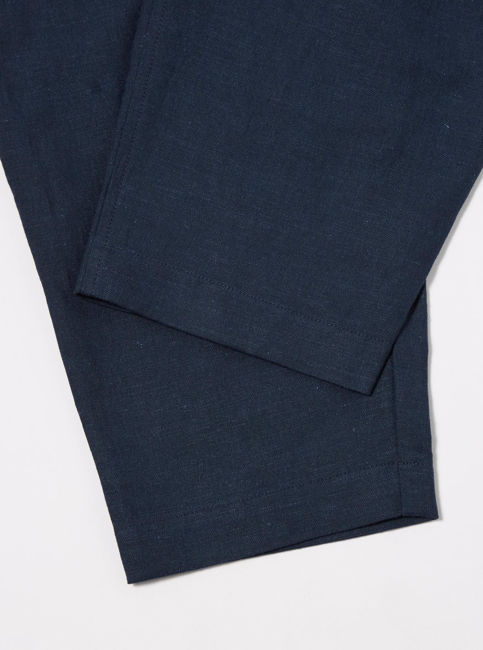 Navy Lord Cotton Linen Pleated Track Pant Product Image