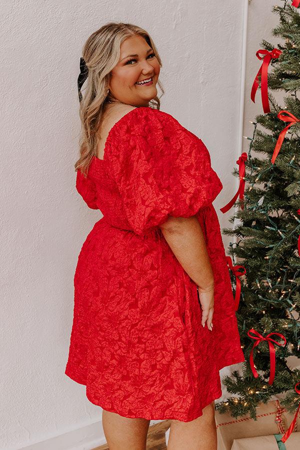 Holiday Happiness Jacquard Mini Dress in Red Curves Product Image