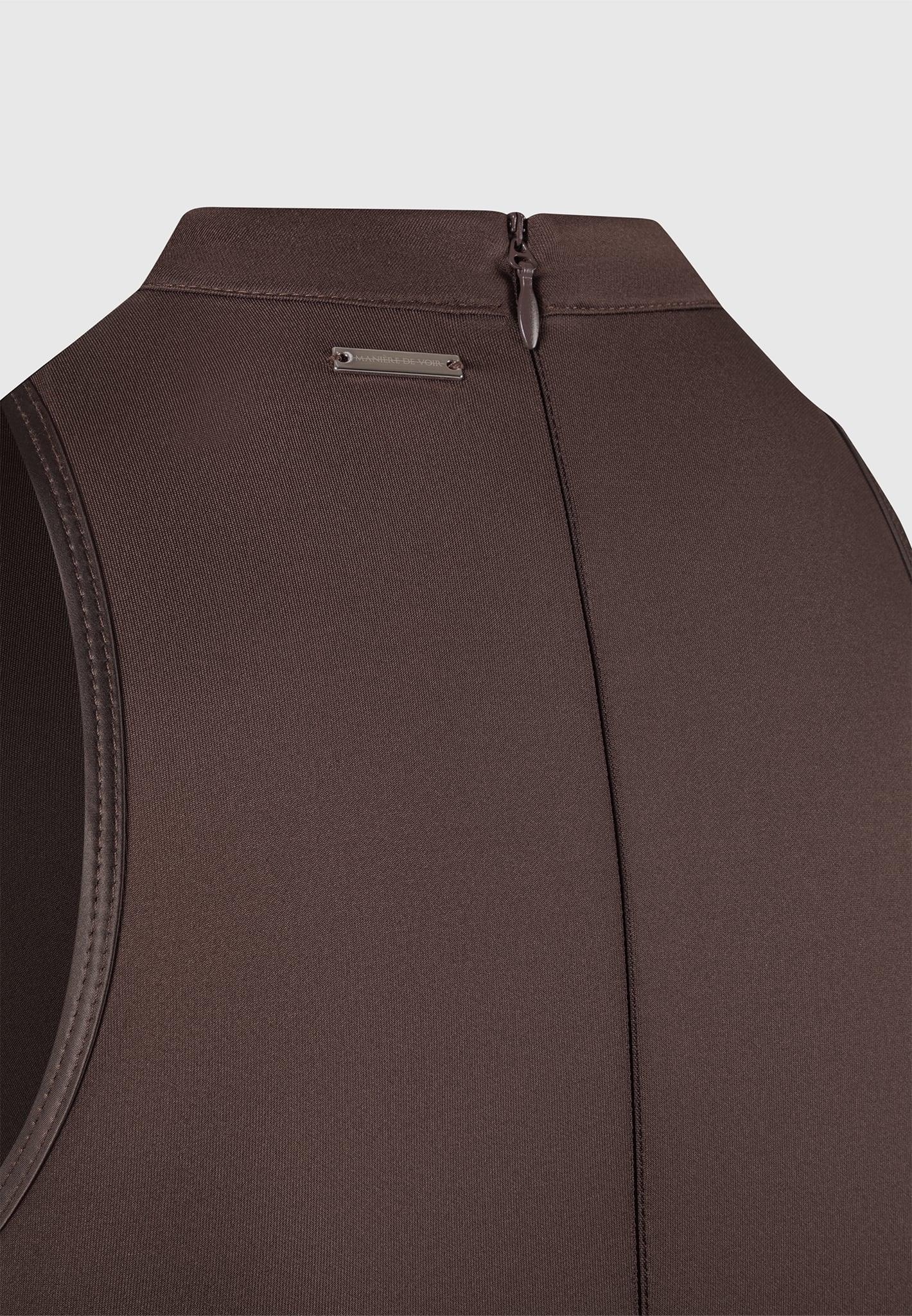 Neoprene & Satin Wrap Bodycon Dress - Brown Female Product Image