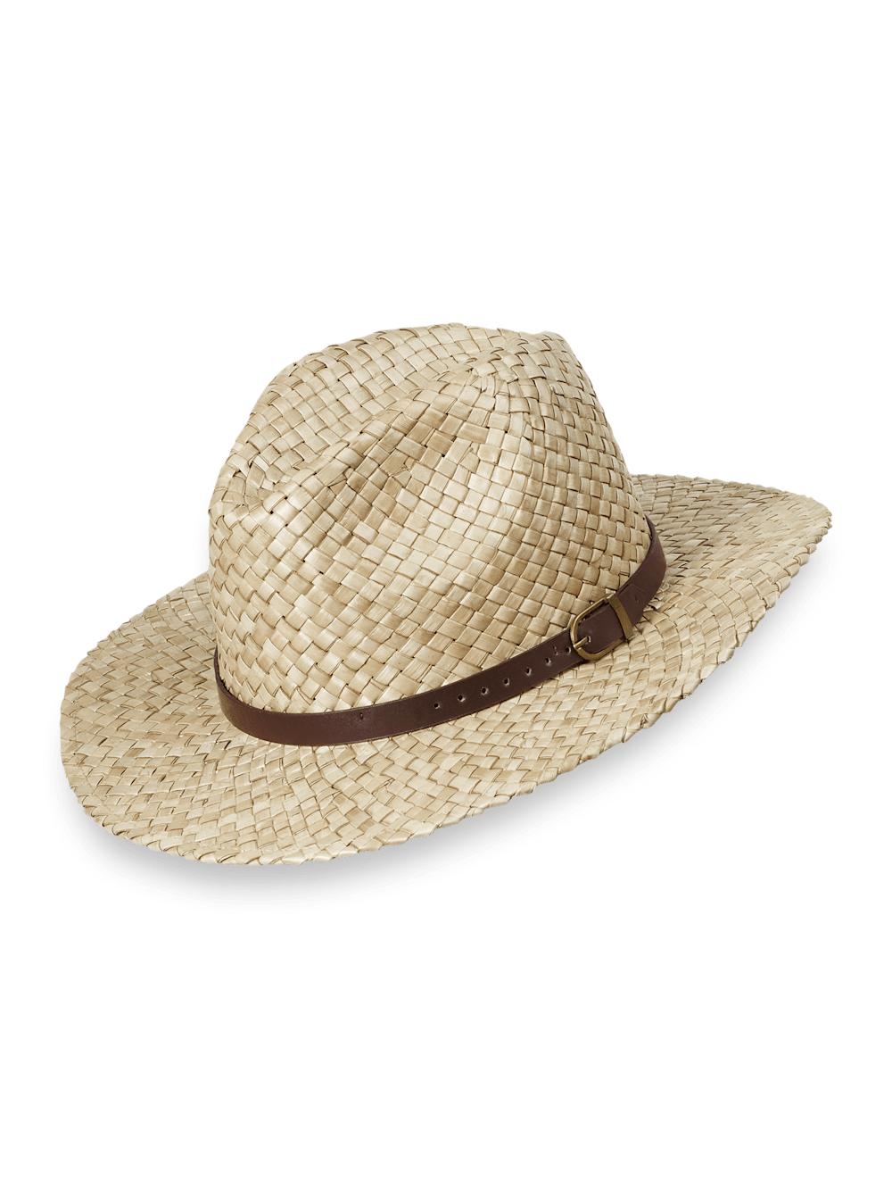 Straw Fedora With Leather Band - Natural Product Image