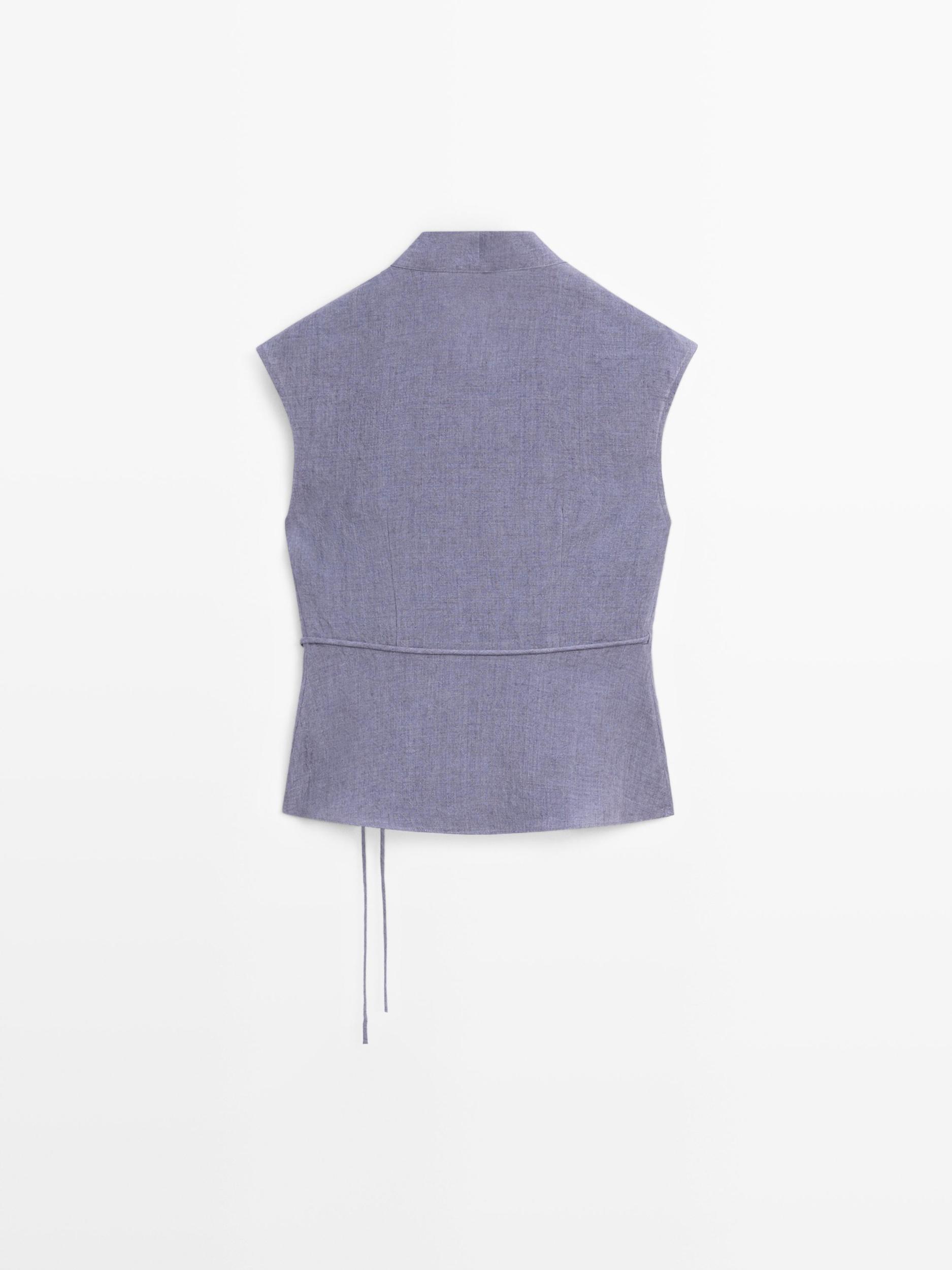 100% linen crossover waistcoat Product Image