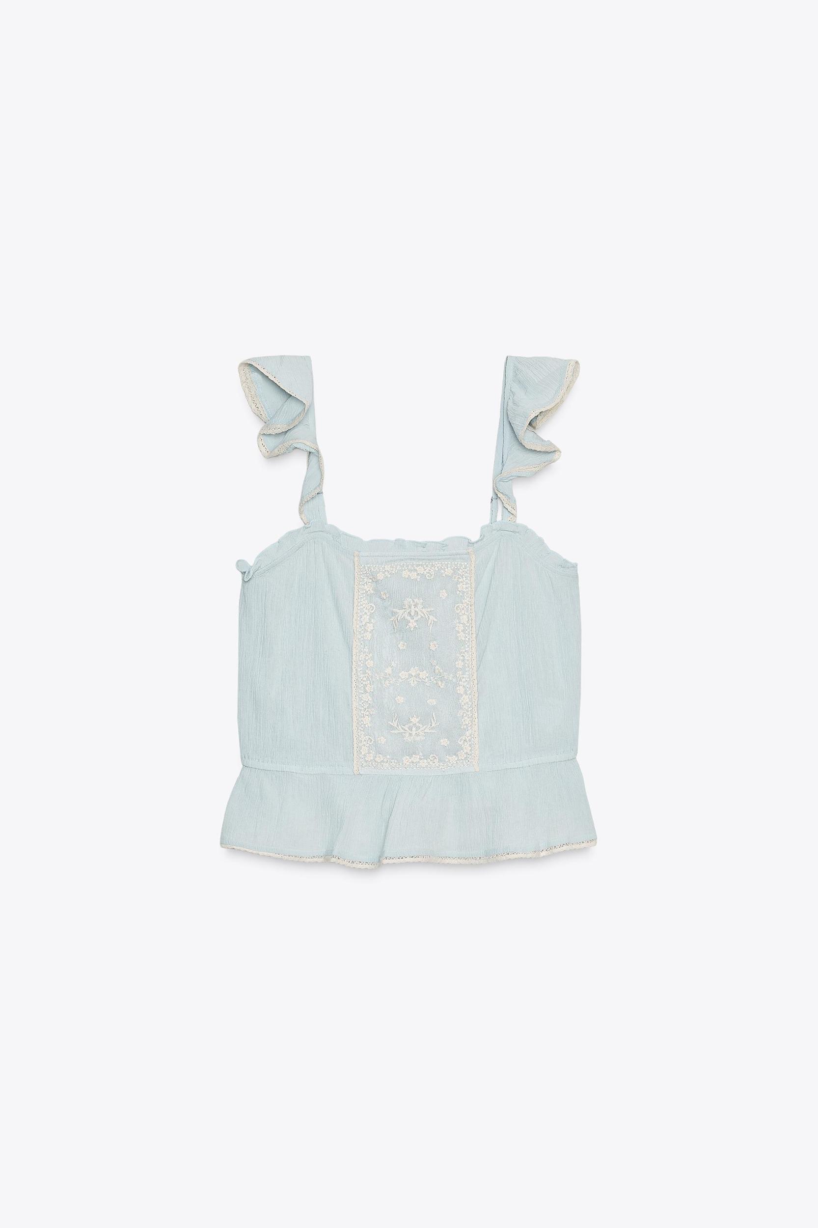 EMBROIDERED RUFFLE TOP Product Image