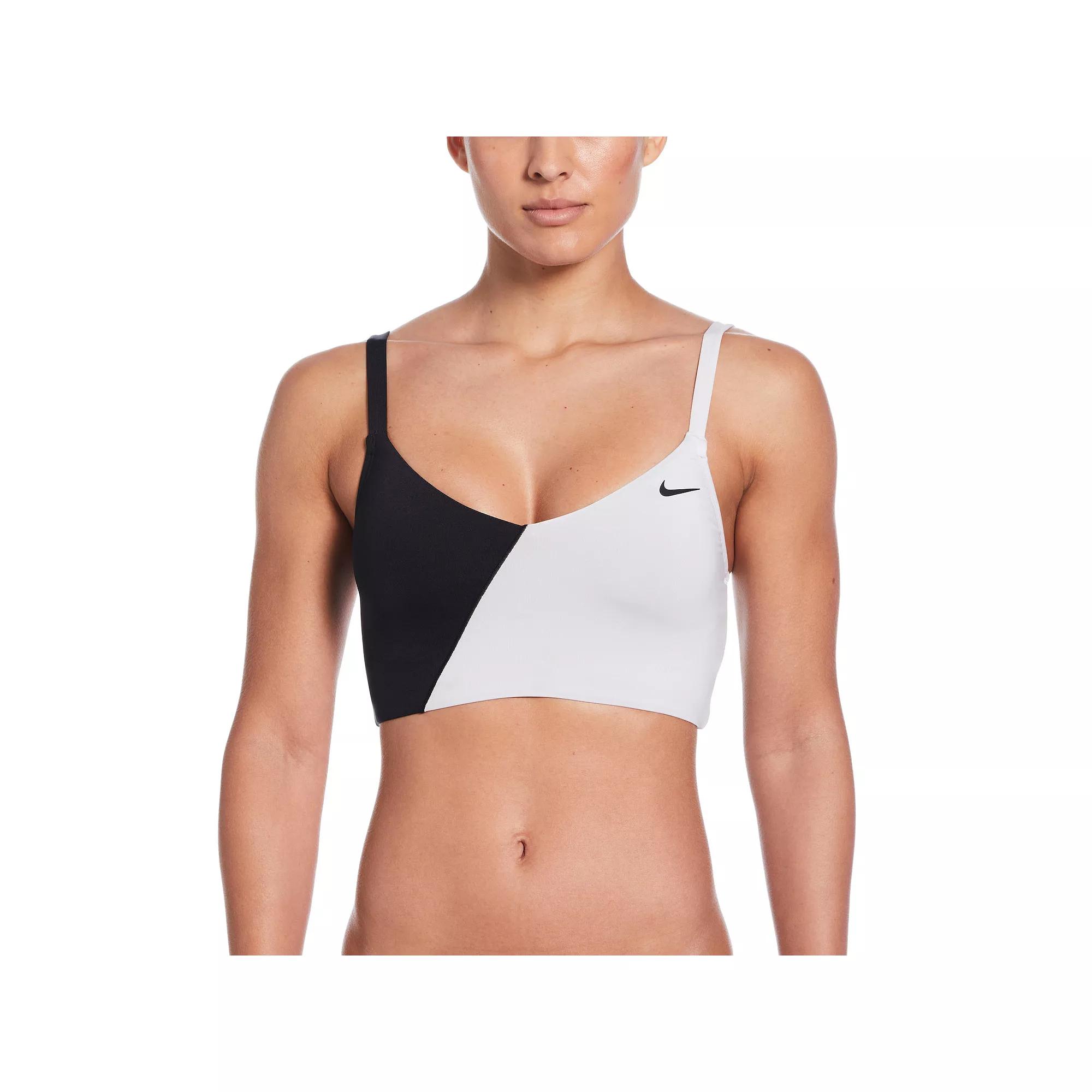 Women's Nike Color Block V-Neck Midkini Swim Top,  Product Image