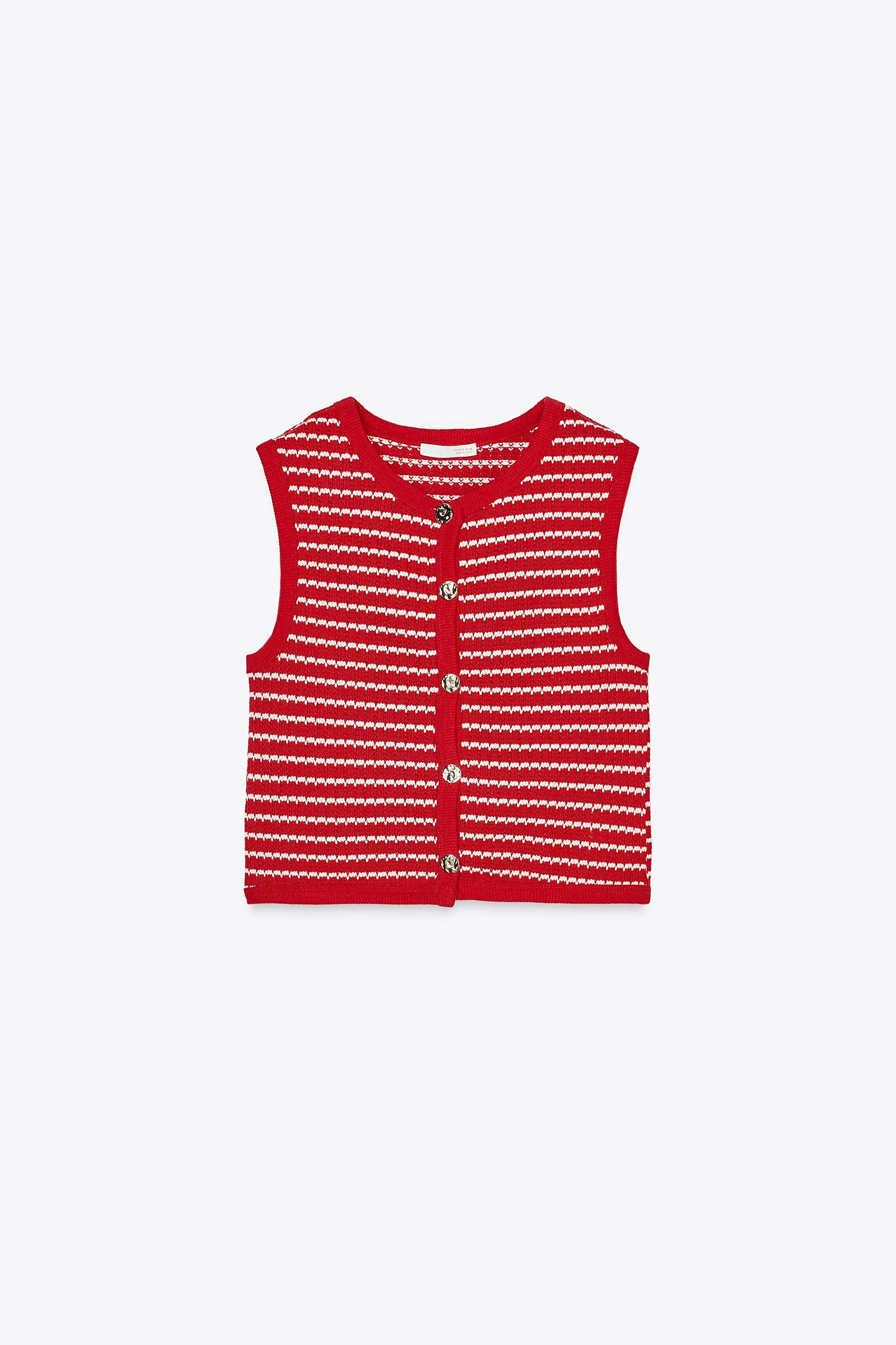 BUTTONED JACQUARD VEST TOP Product Image