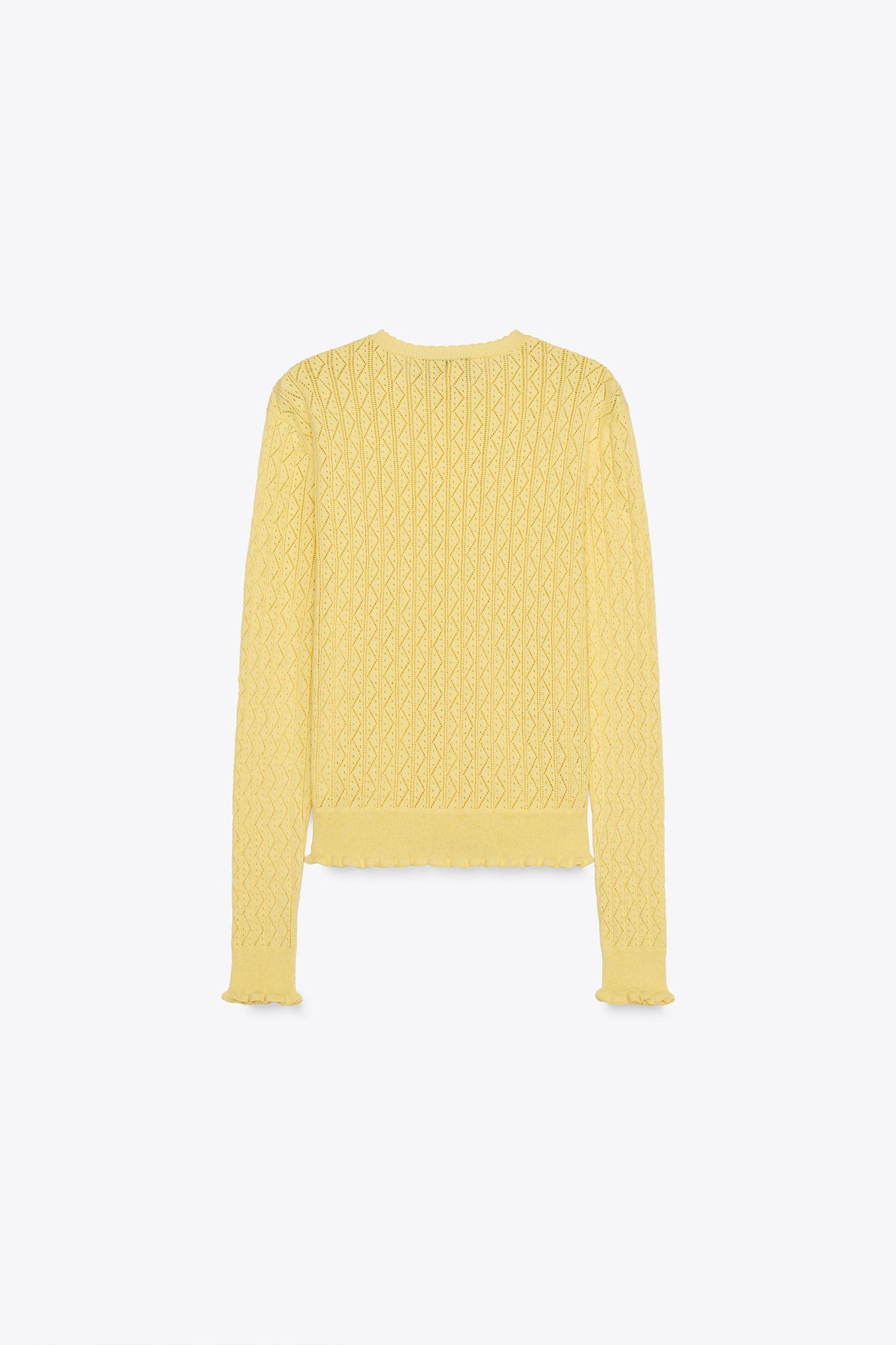 POINTELLE RUFFLED CARDIGAN Product Image