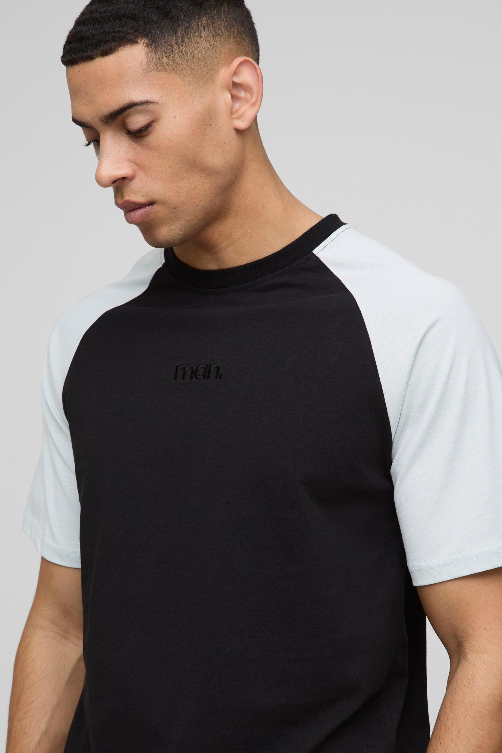 Regular Fit Man Colour Block Raglan T-Shirt | boohooMAN USA Product Image