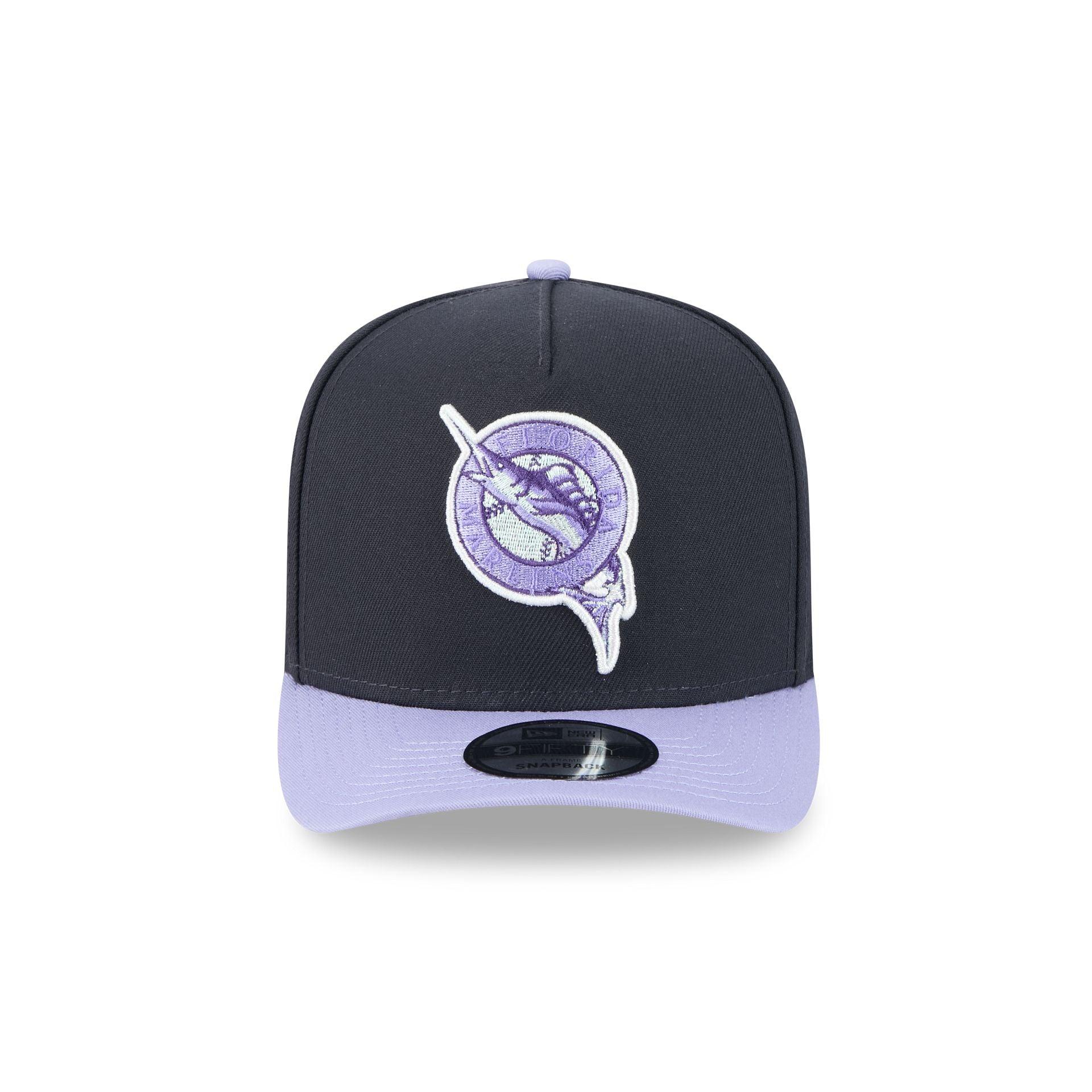 Miami Marlins Navy Lavender 9FIFTY A-Frame Snapback Hat Male Product Image