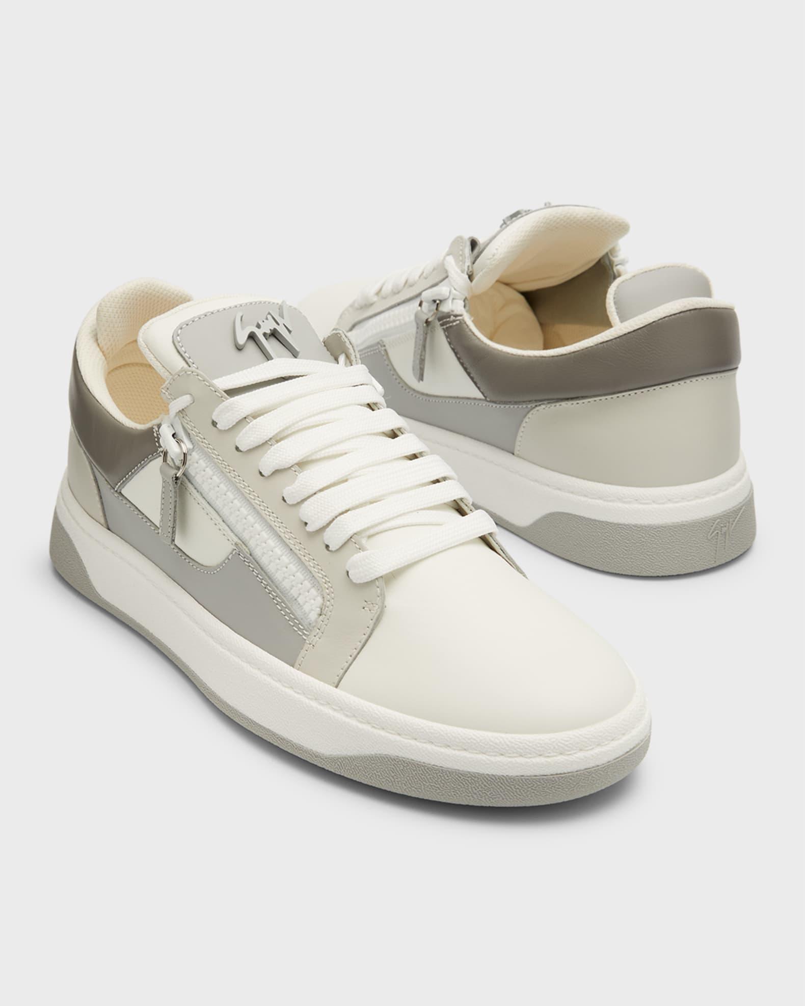 Men's Leather Low-Top Zip Sneakers Product Image