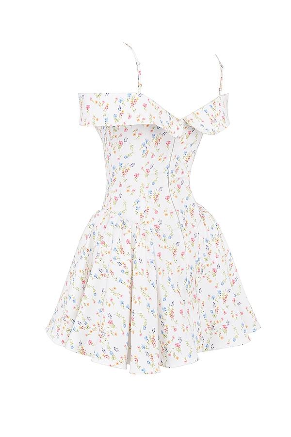 Elida  white posy print corset mini dress - sale Product Image