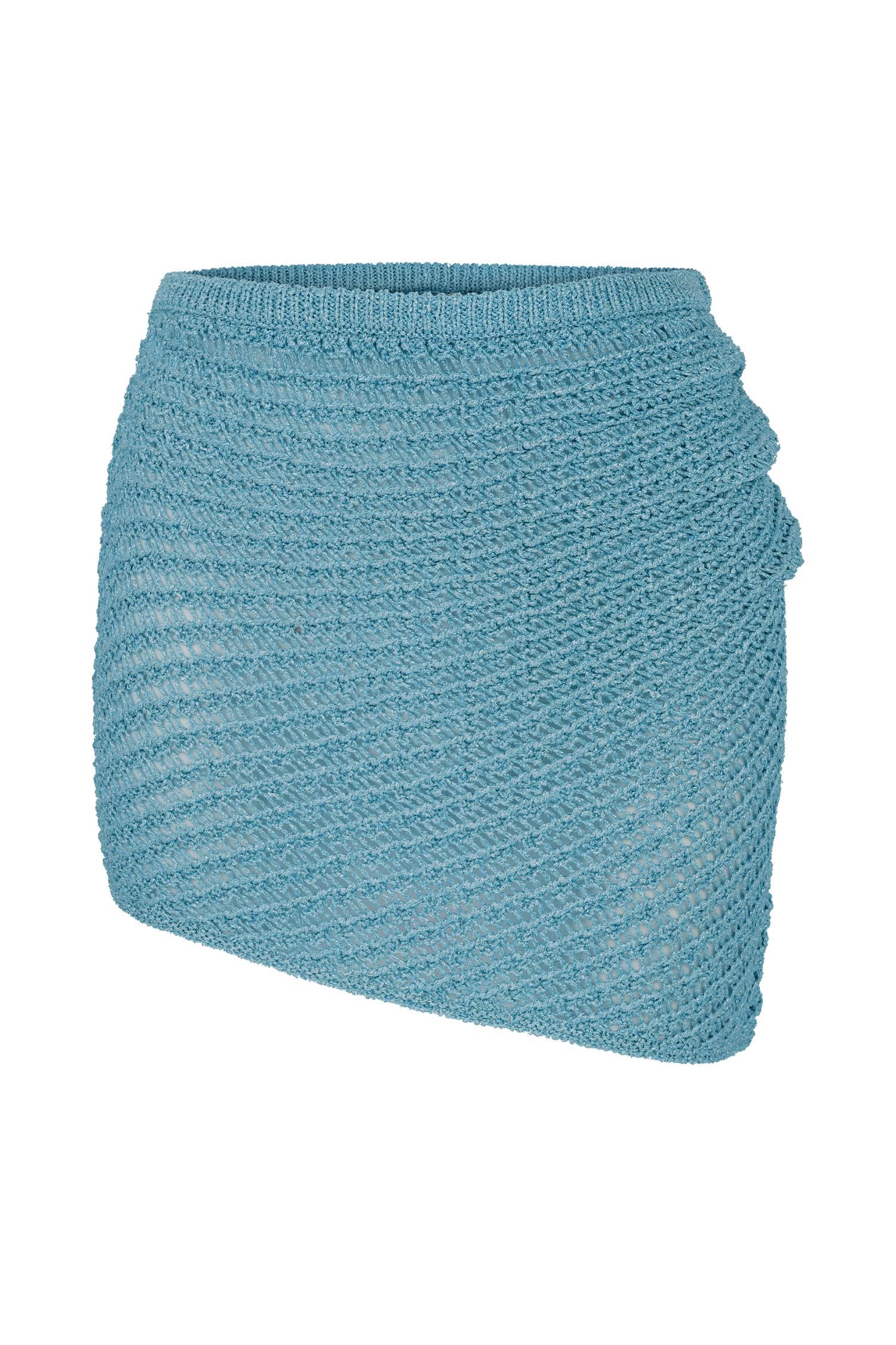 Waverley Metallic Knit Mini Skirt - Blue Product Image