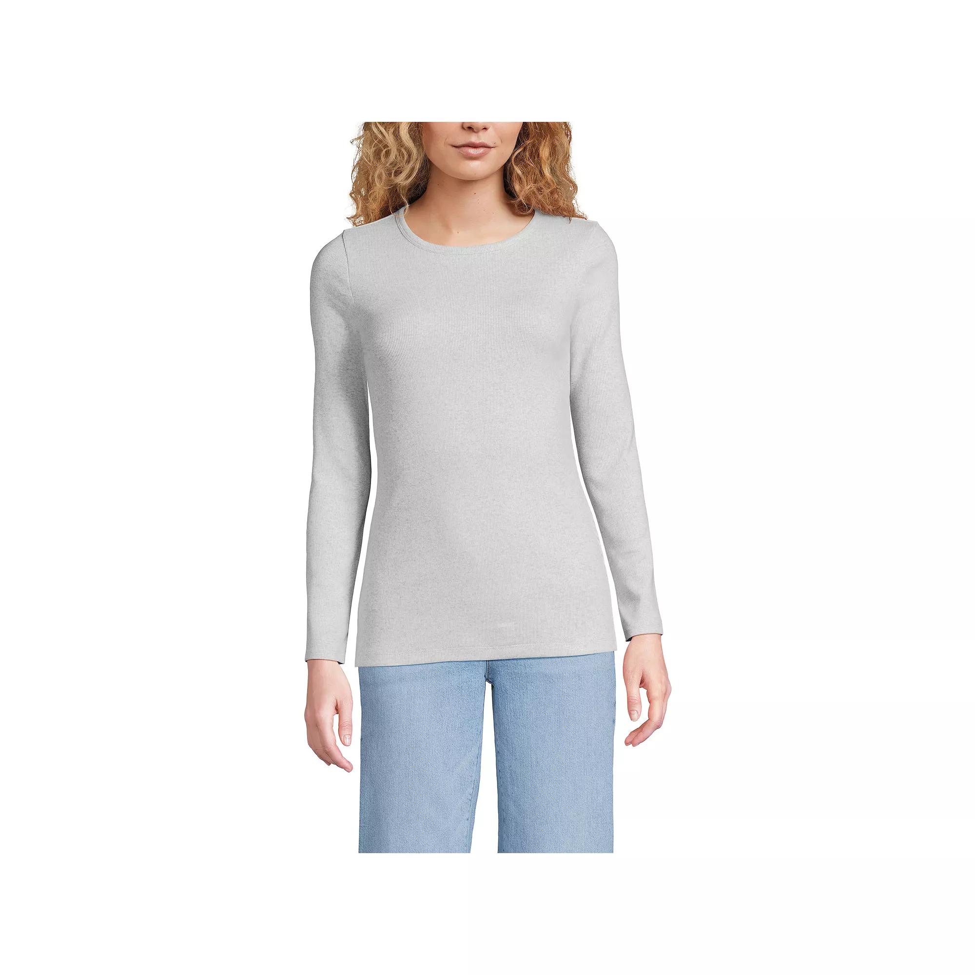 Women's Tall Lands' End Long Sleeve Micro Rib Tee,  Product Image