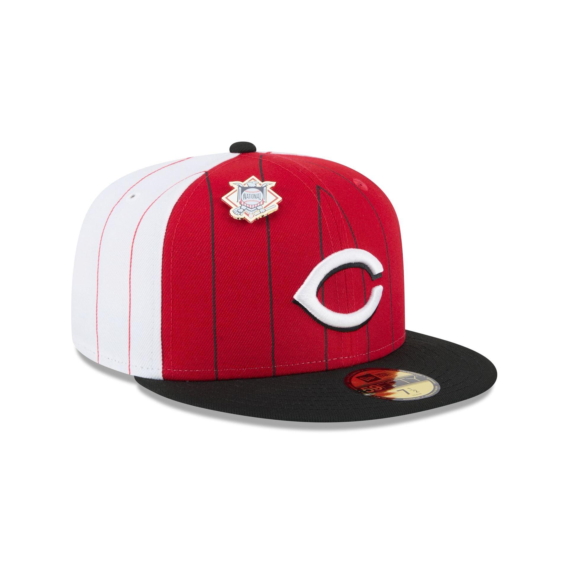 Cincinnati Reds Pinstripe League Pin 59FIFTY Fitted Hat Male Product Image