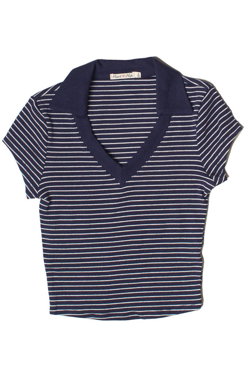 Striped Crop Polo Tee Product Image