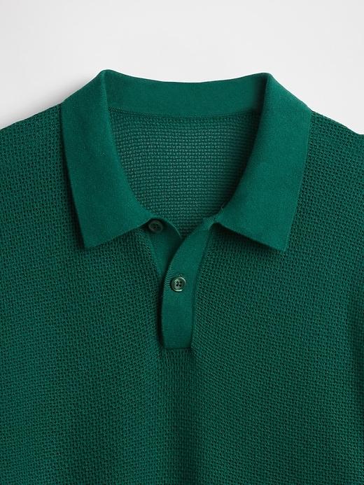 Textured Crochet Polo Shirt Product Image