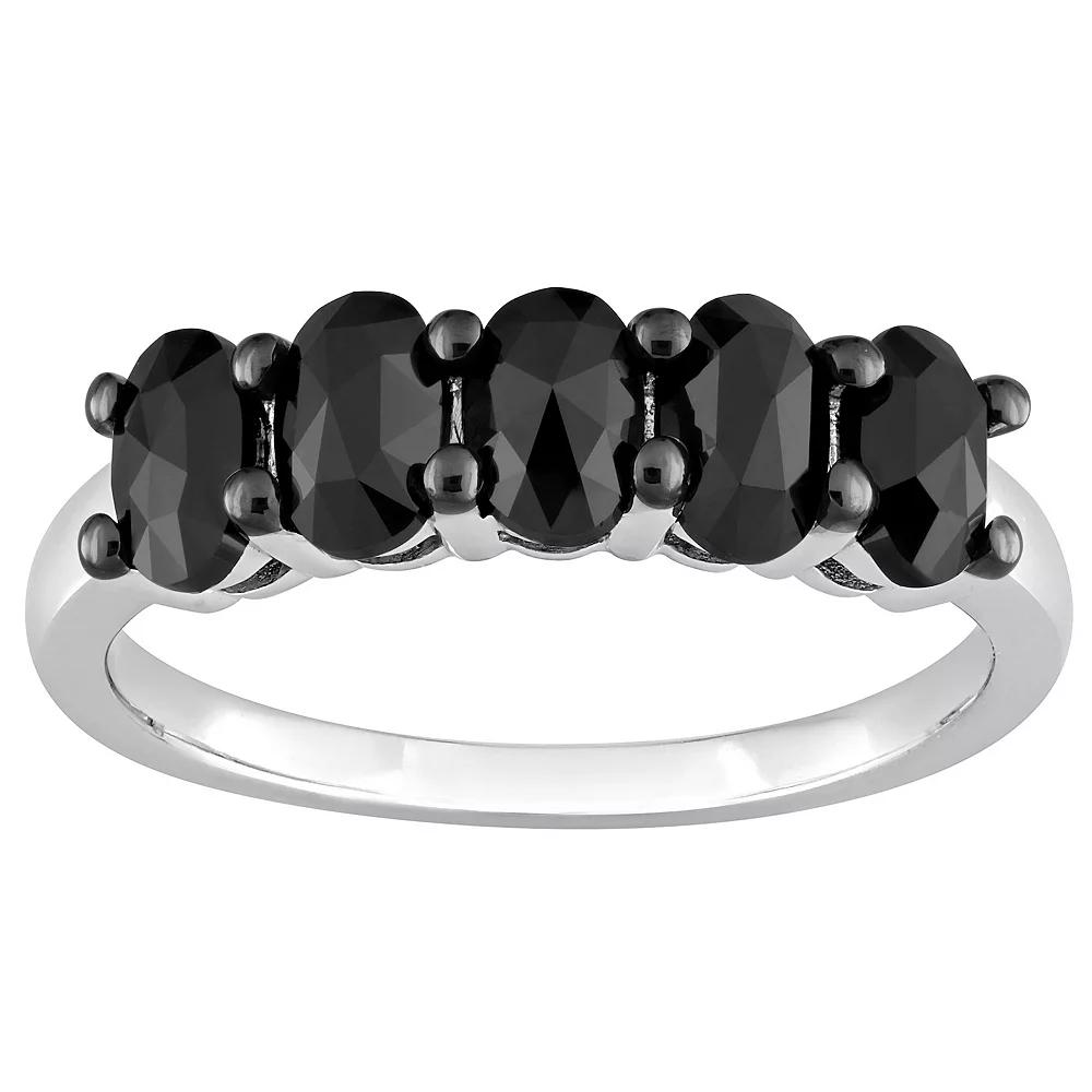 Stella Grace 14k White Gold 1 1/4 Carat T.W. Oval-Shape Black Diamond 5-Stone Ring, Women's,  Product Image
