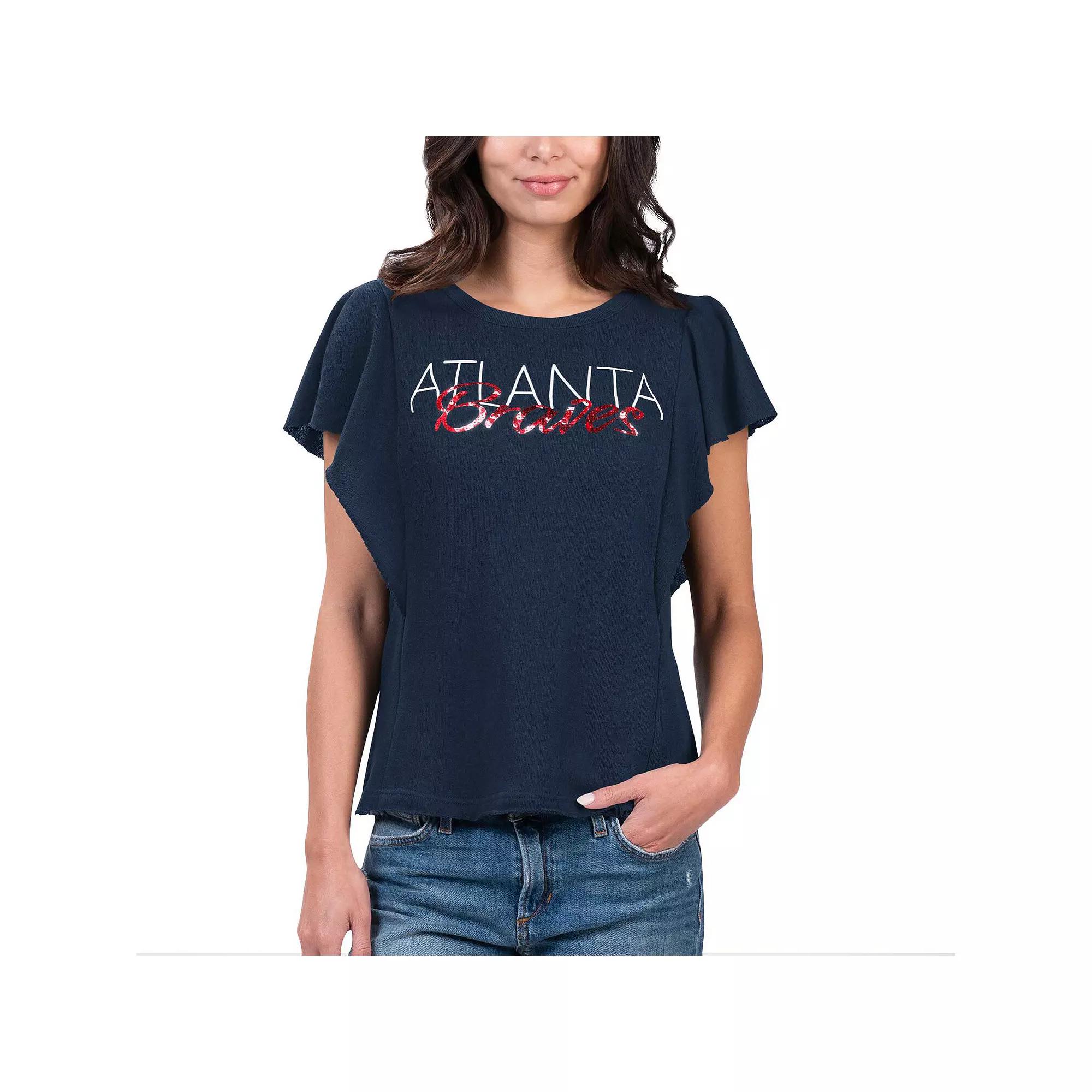 Women's G-III 4Her by Carl Banks Navy Atlanta Braves Crowd Wave T-Shirt, Size: XL, Blue Product Image