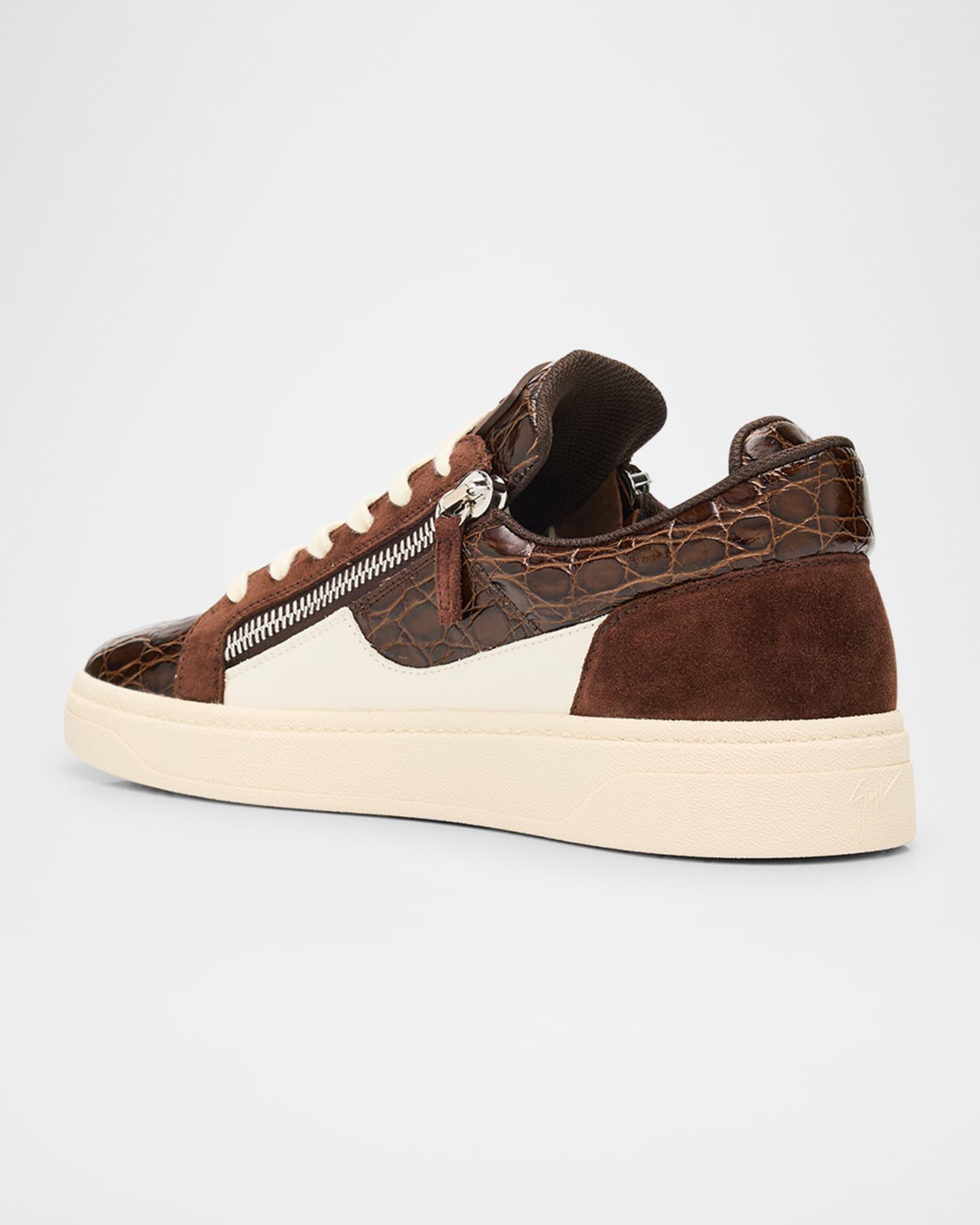 Men's Croc-Effect and Suede Zip-Up Sneakers Product Image