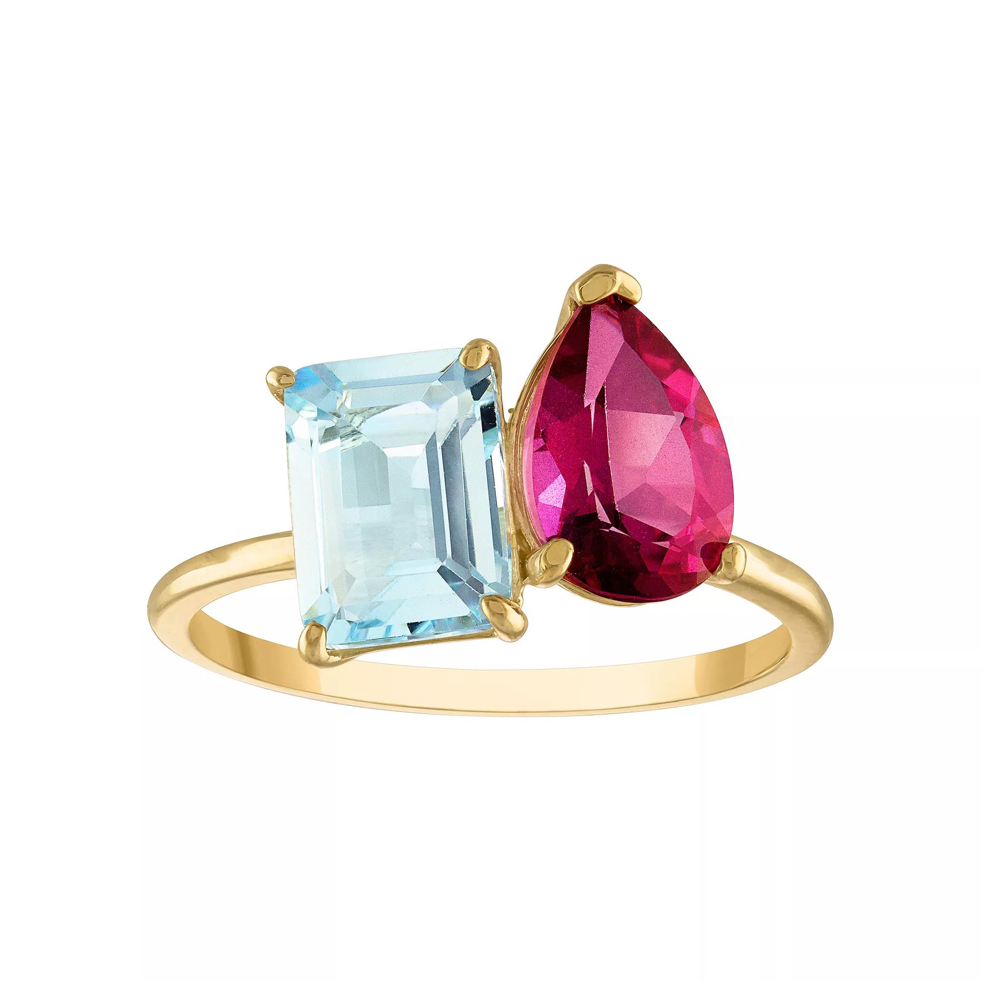 Tiara 10k Gold Pink & Blue Topaz Ring, Women's,  Product Image